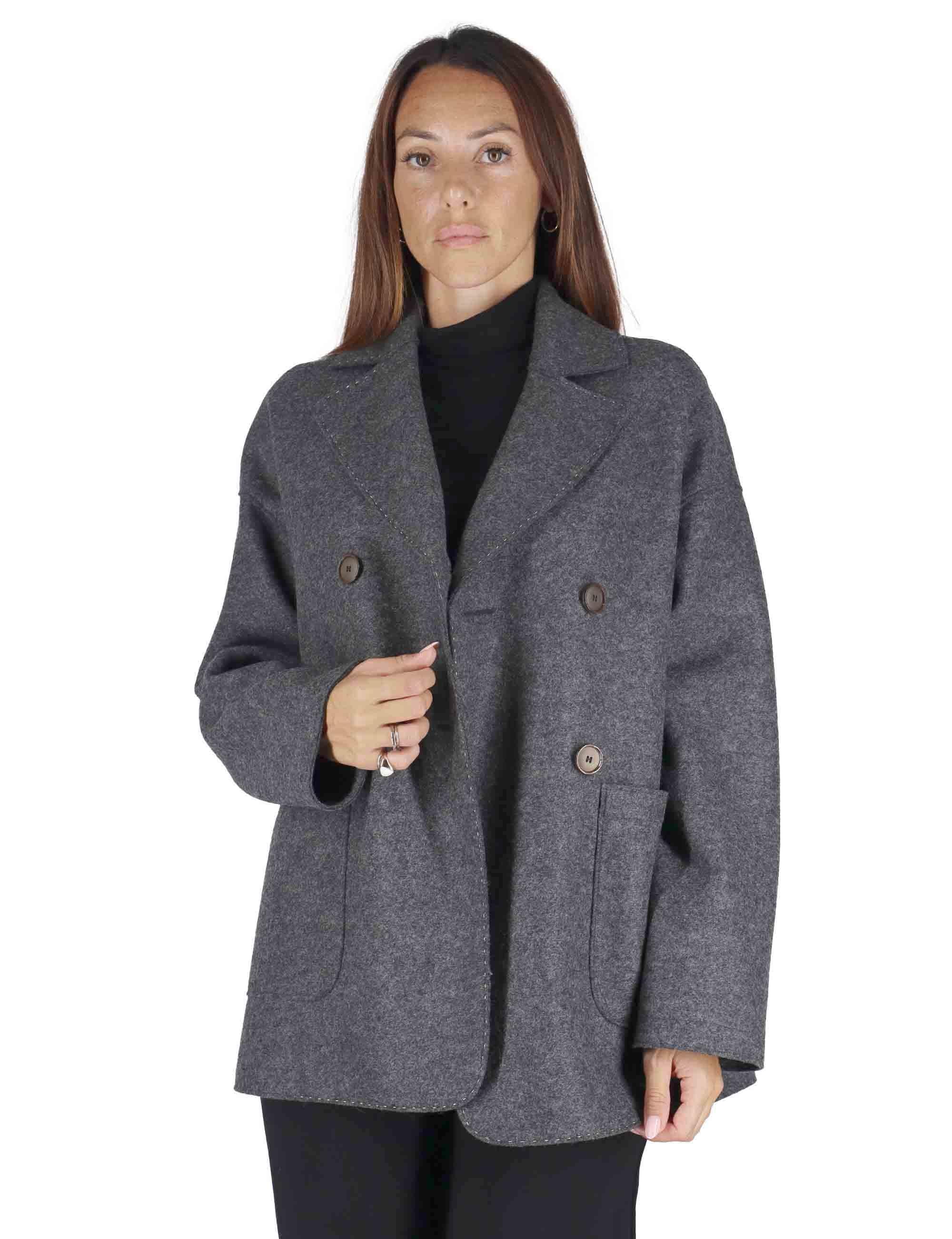 Cappotti Friedrich Donna Doppiopetto Lana Grigia 51260002 E036