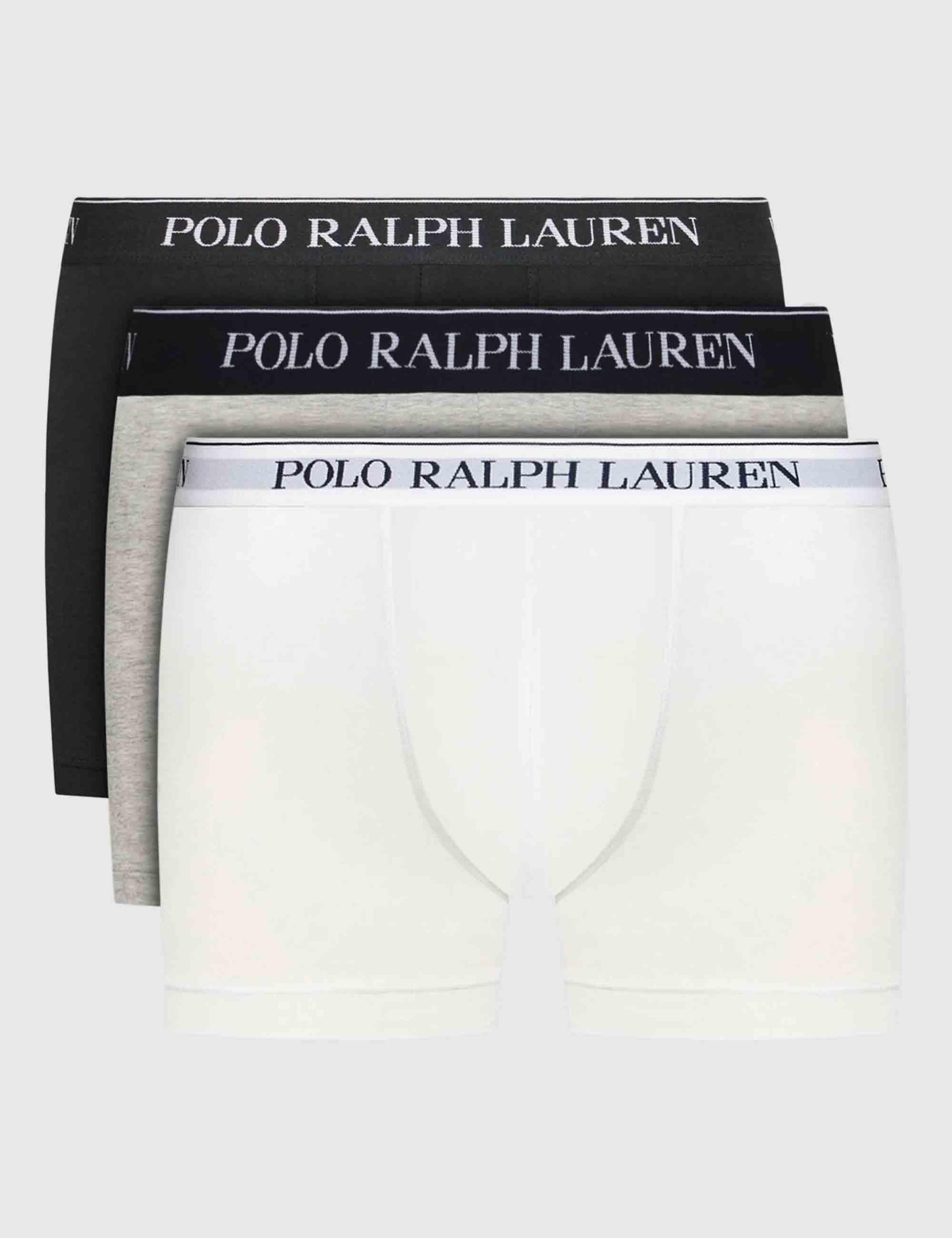 Boxer in puro cotone multicolor con elastico Set di 3 714835885003 WHITE/BLK/GRY Polo Ralph Lauren 