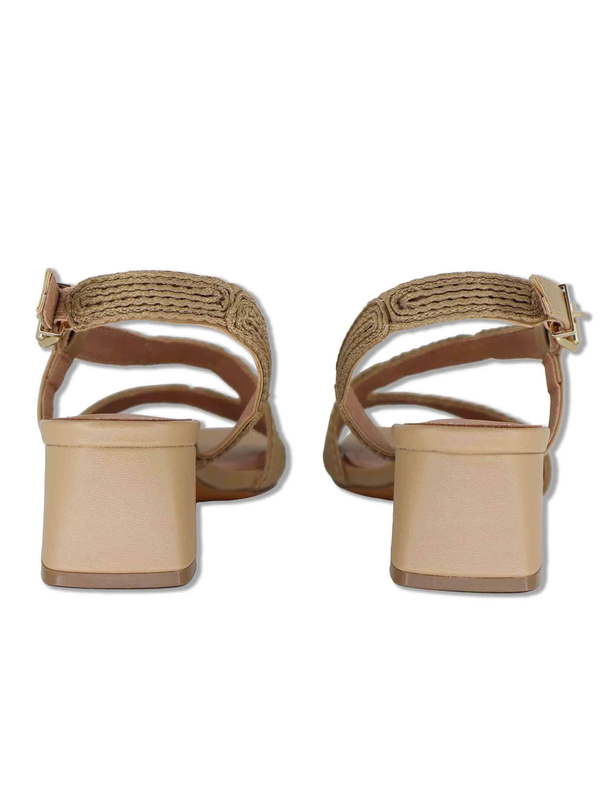 Sandali donna slingback in pelle e tessuto camel con tacco medio Lipe 872Z94HG 94-CAMEL Bibi Lou 