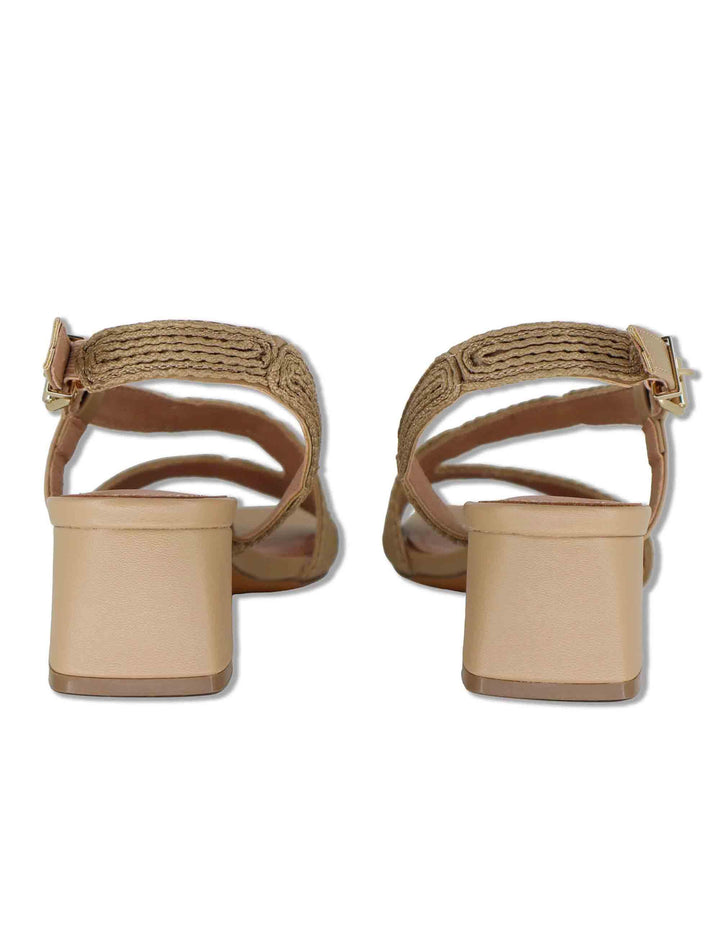 Sandali donna slingback in pelle e tessuto camel con tacco medio Lipe 872Z94HG 94-CAMEL Bibi Lou 