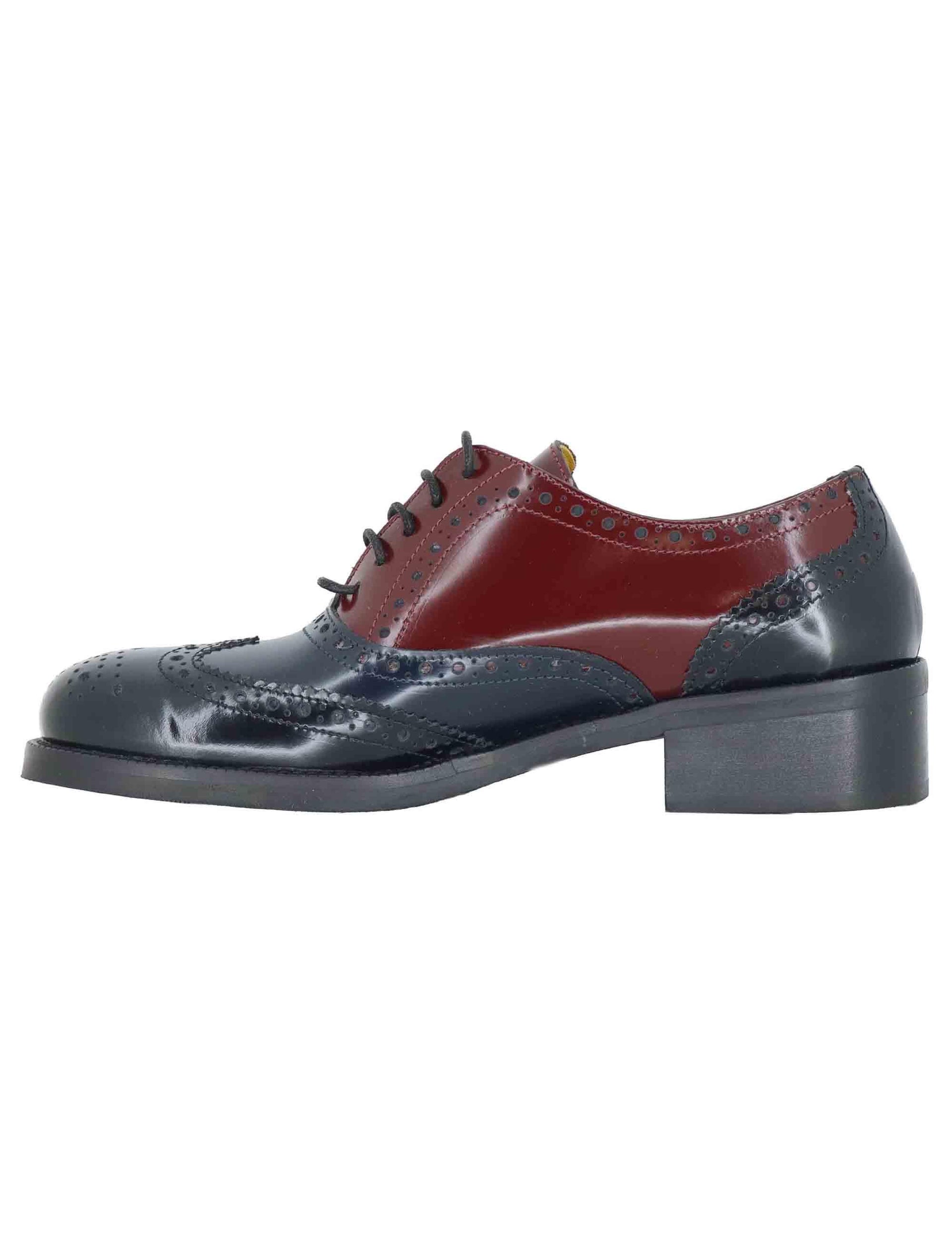 Stringate donna in pelle nera bi colore con impunture SP9601 001 Spatarella 