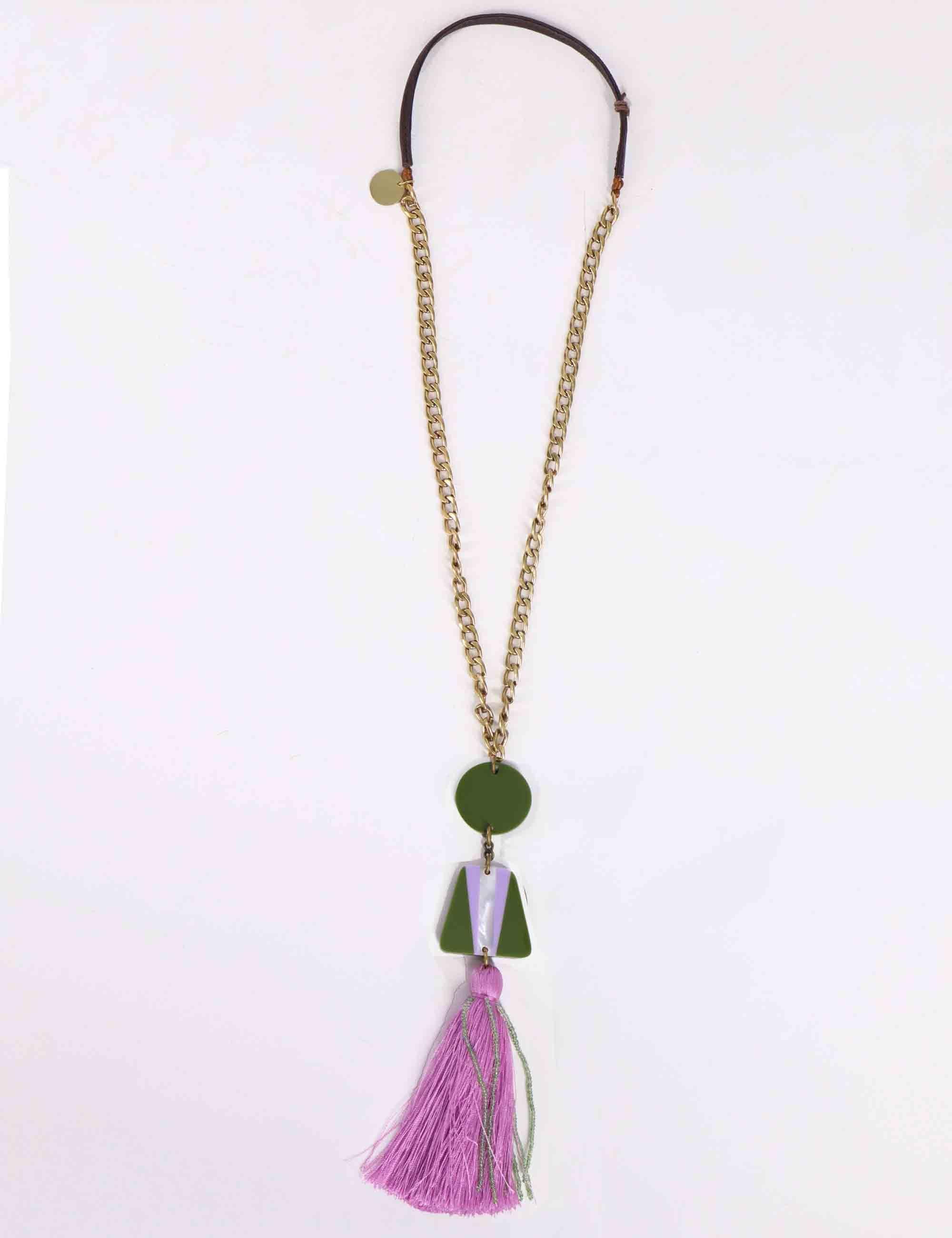 Collane Elegance Touch in Verde con Nappine Donna TC052691255 60C32