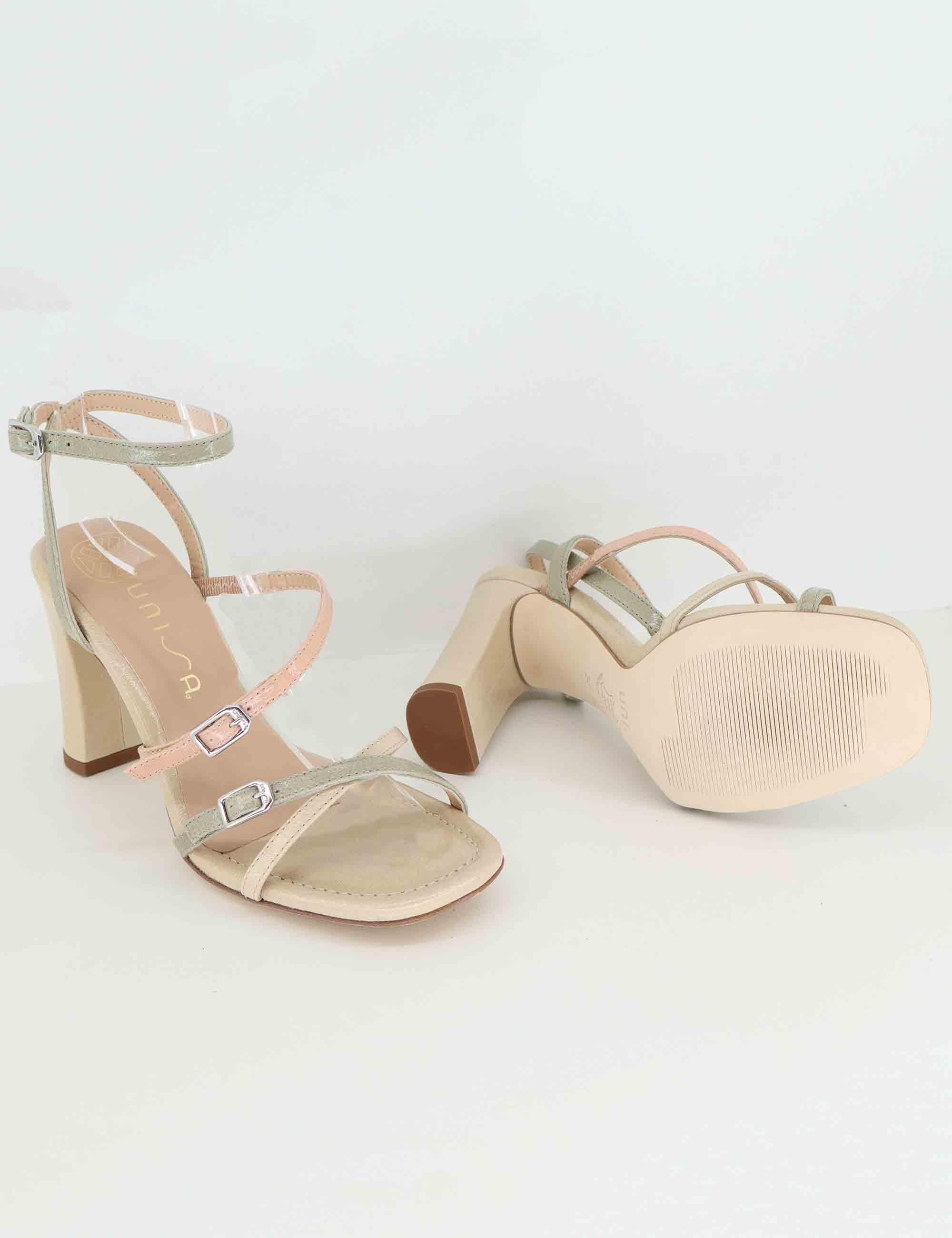 Sandali donna in pelle nude tacco alto con cinturino alla caviglia SILVY GIA_MULTI SKIN Unisa 