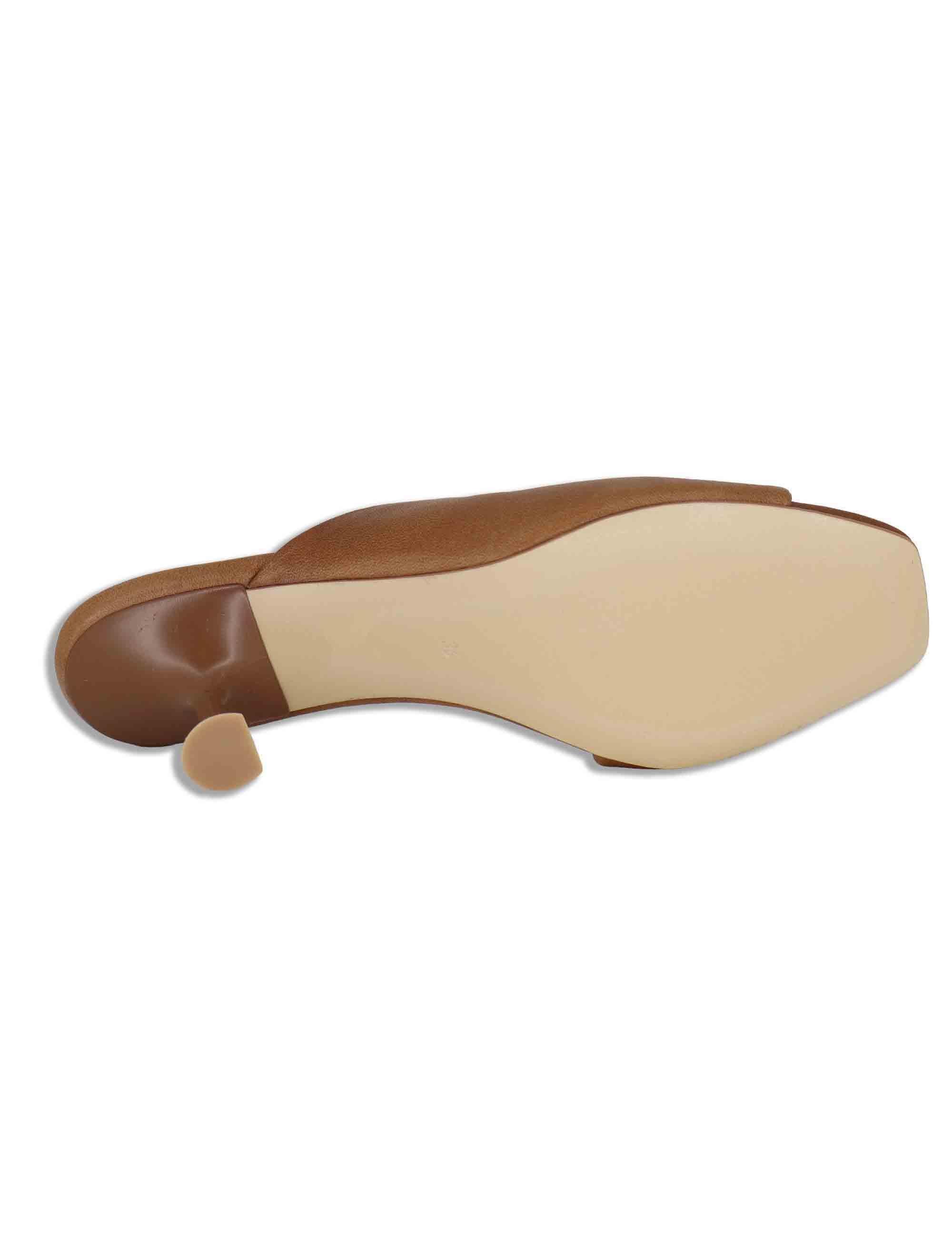 Sandali donna scalzati in pelle cuoio tacco alto senza cinturini SP261405 014 Spatarella 