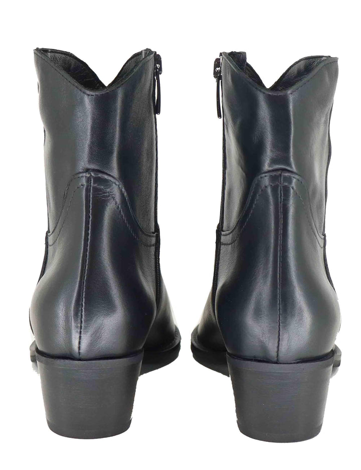 Stivaletti texani donna in pelle nera con punta a punta GOLD 1 001 Tattoo 