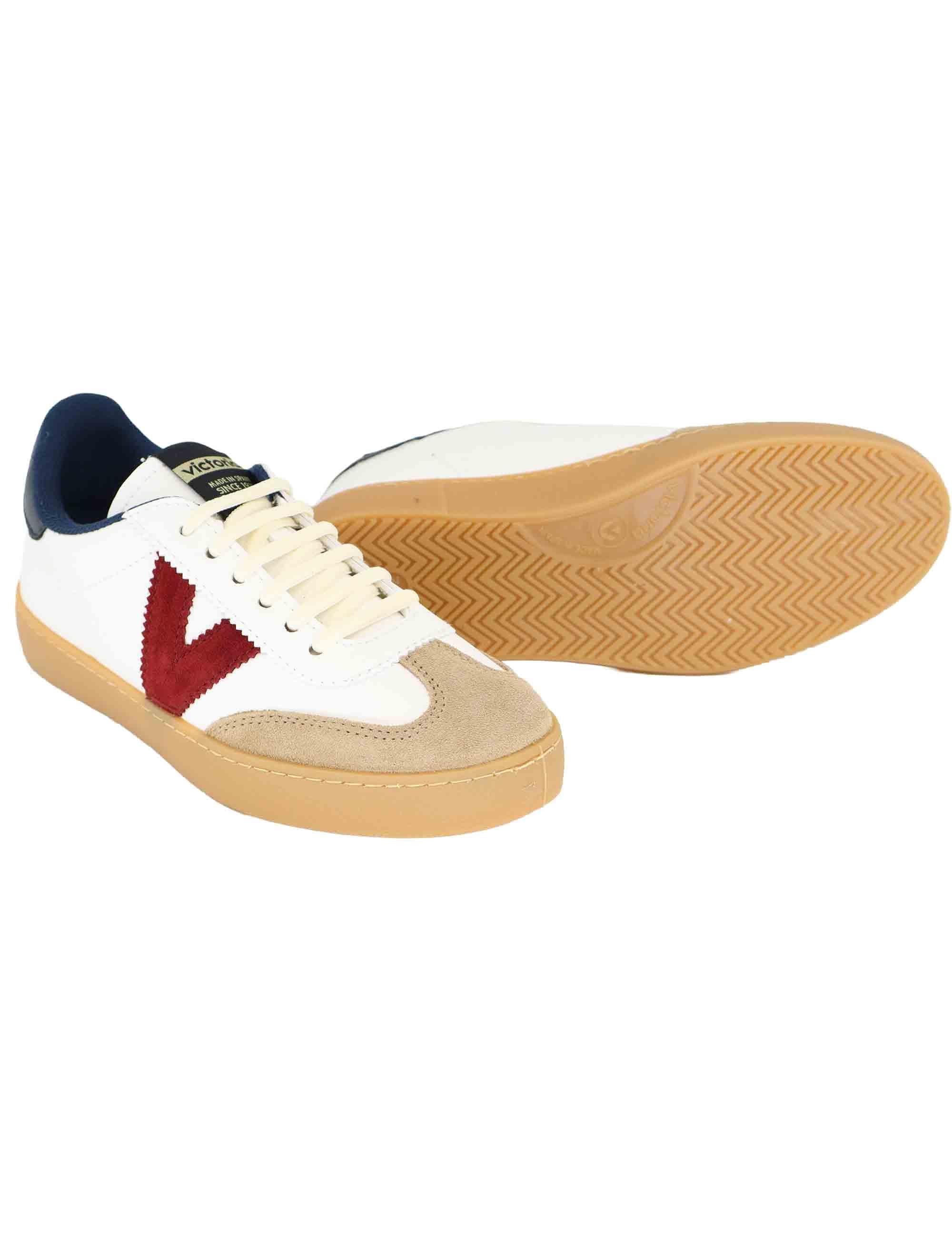 Sneakers donna in pelle bianca e camoscio beige 1126217 Marino Victoria 