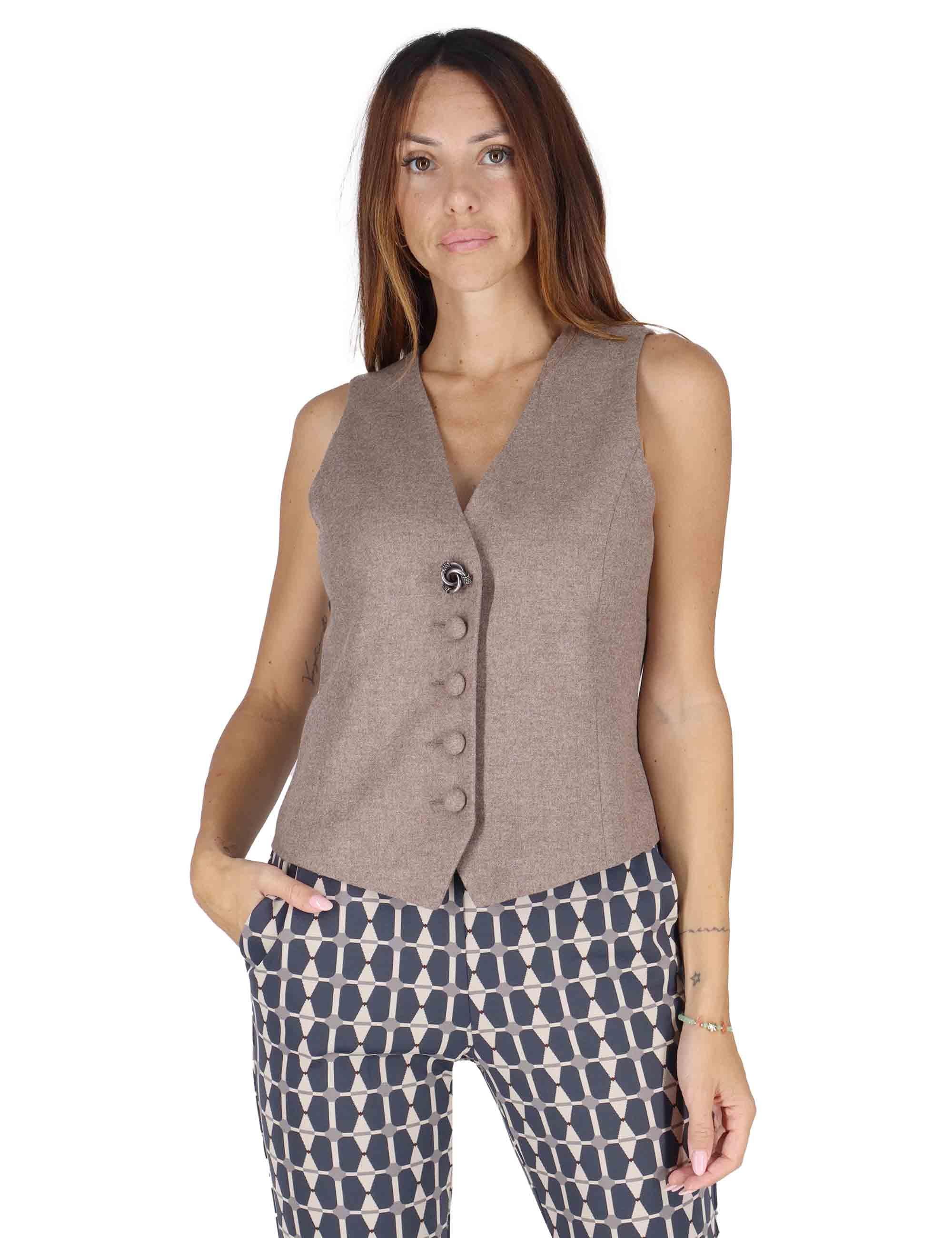 Gilet donna Tailored in Wool in lana taupe JE112420294 11003 Maliparmi 