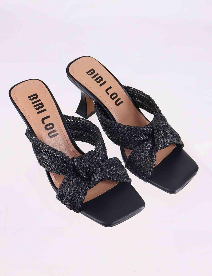 Sandali donna Nicole in tessuto nero con tacco alto 882Z94HG 001 Bibi Lou 