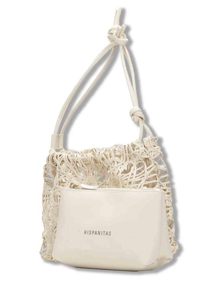 Borse donna con coulisse morbida tessuto tecnico off white con tasca interna BV264728 BUTTER Hispanitas 
