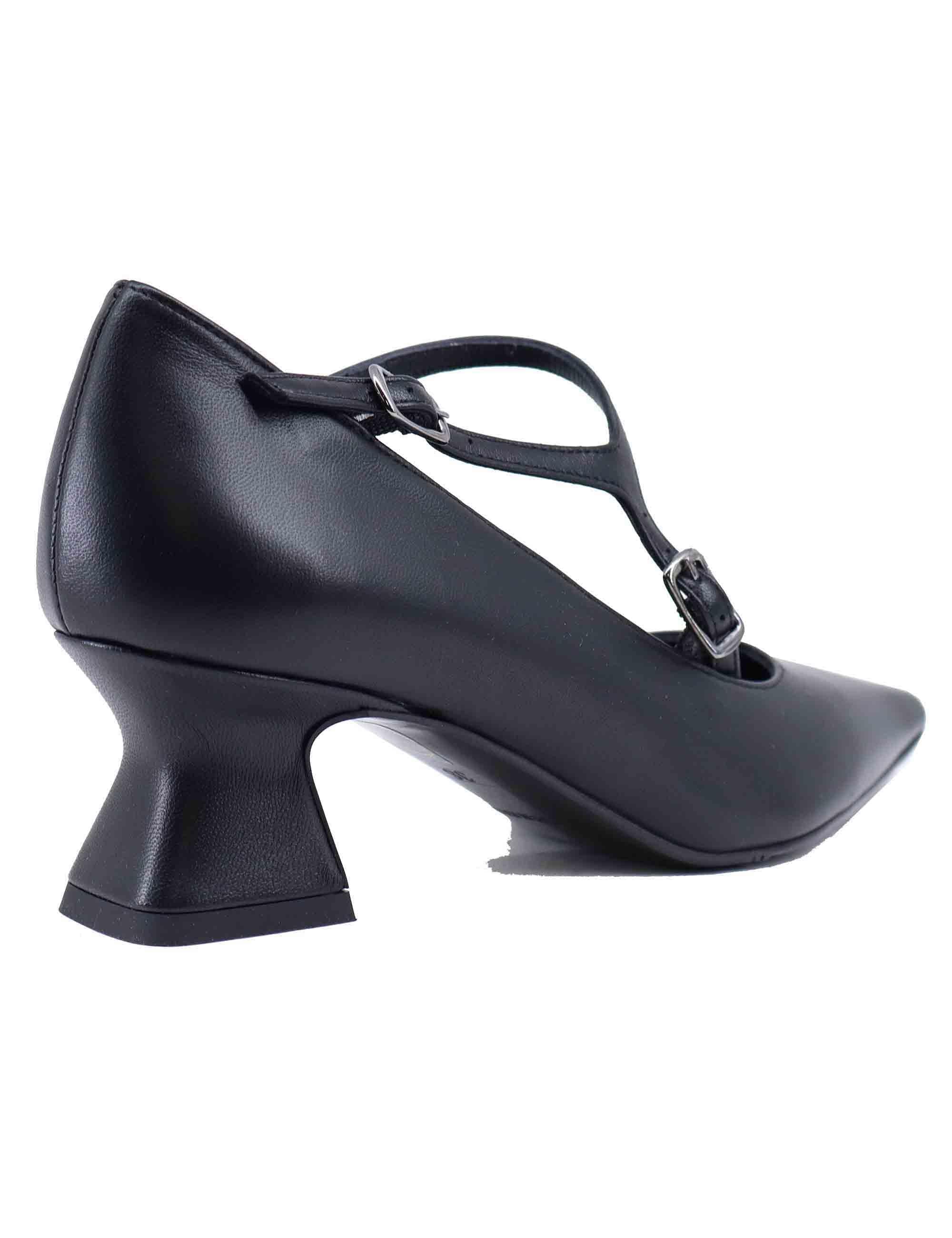 Decollete donna in pelle nera tacco basso SP1055 001 Spatarella 