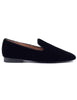 Women's black velvet low heel moccasins