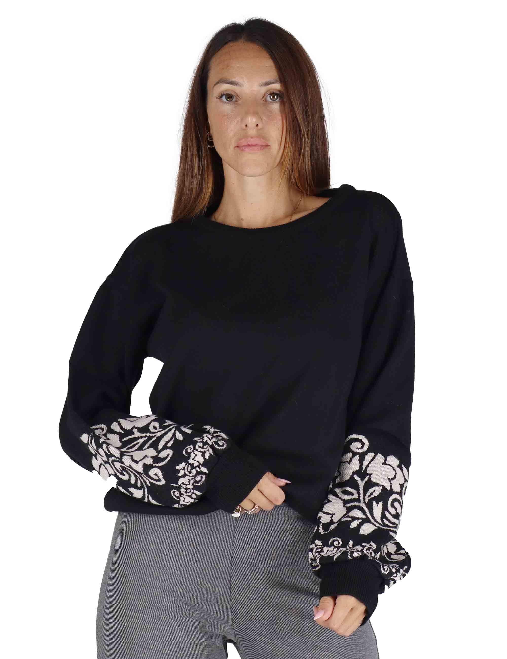Maglione Donna JABMF0025-G062 Nera Justmine - Manica a Sbuffo