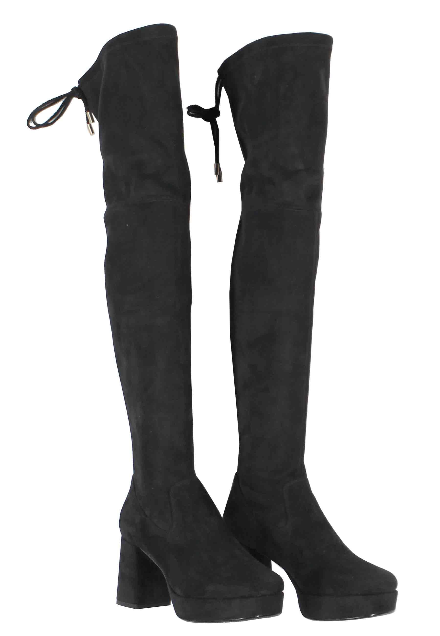Stivali donna in camoscio nero con gambale alto MERKEL ST BLACK Unisa 