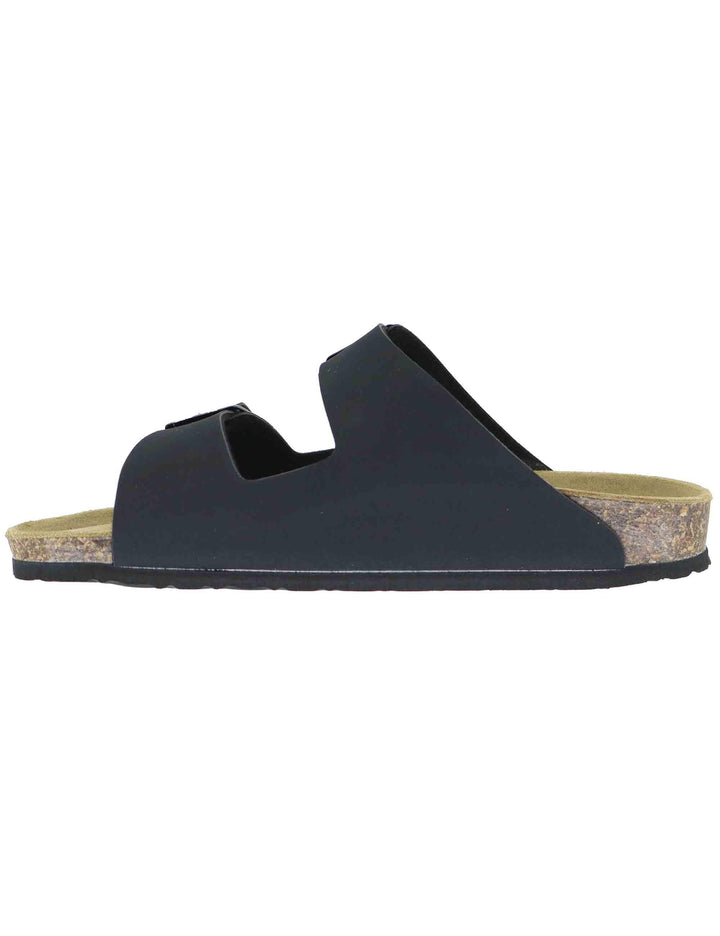 Sandali uomo in pelle nera con doppia fibbia GS823 001 Gold Star 