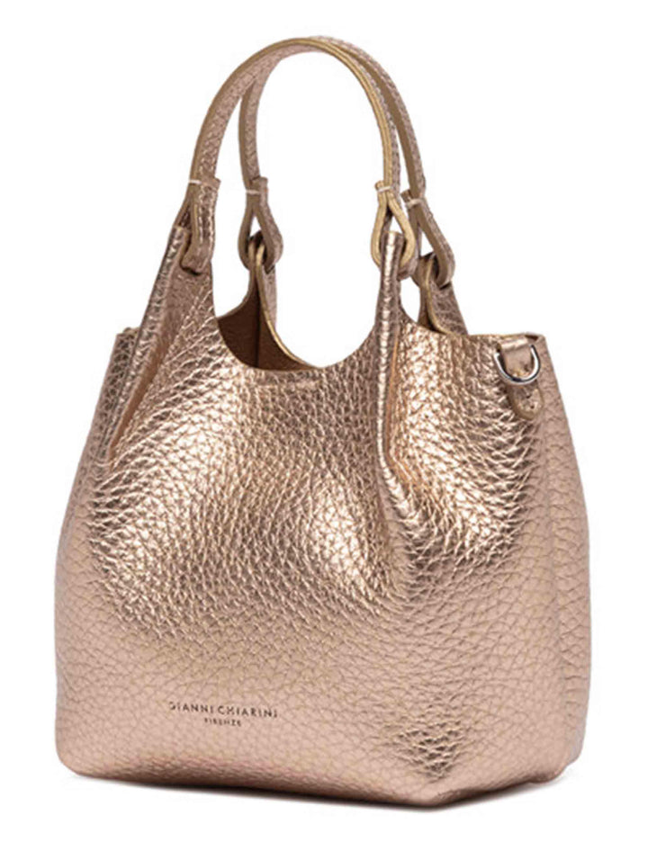 Borse donna Dua in pelle laminato rosa con doppio manico e tracolla BS9718 RNGDBL T.U. 14368 Gianni Chiarini 