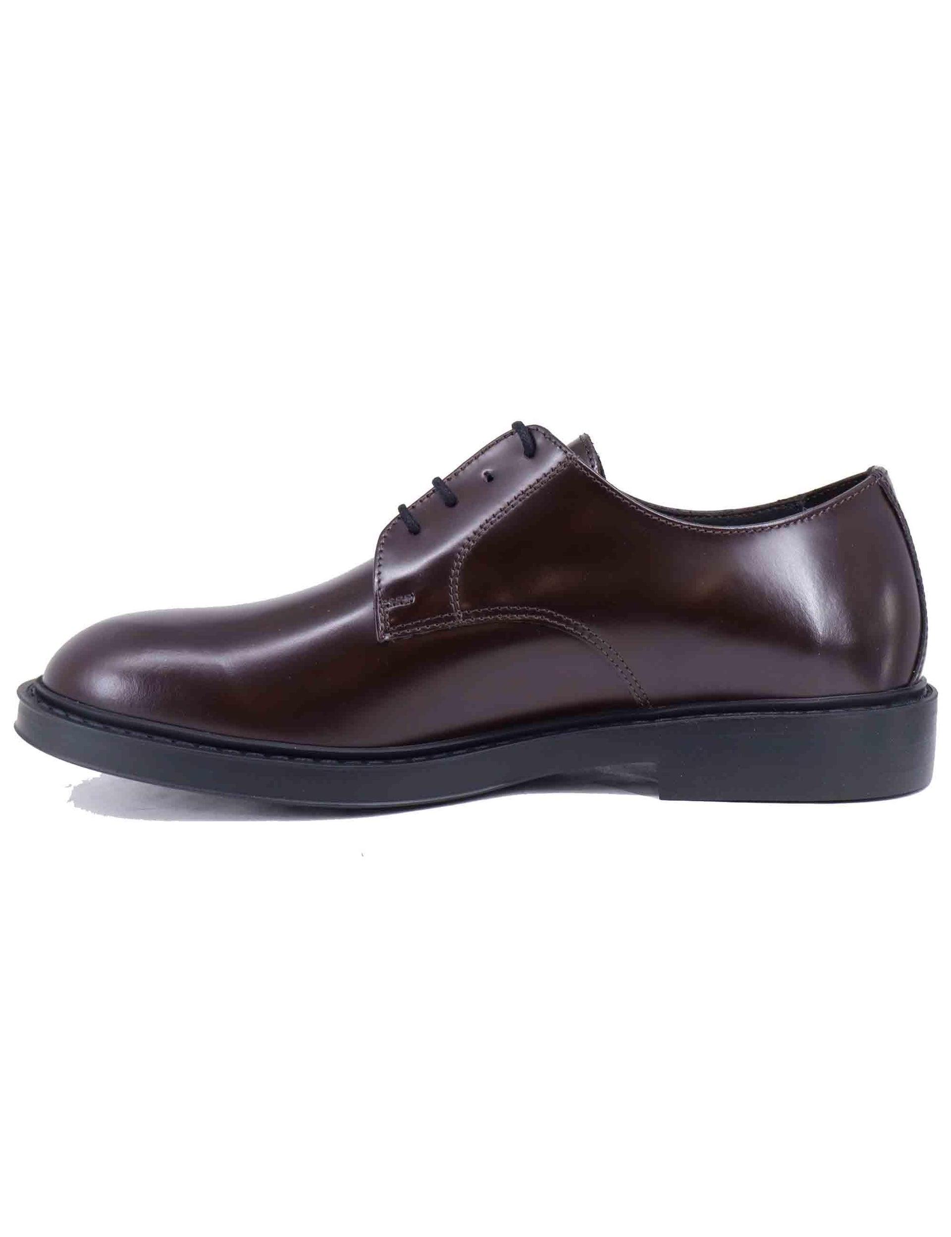 Stringate uomo in pelle lucida testa di moro 22938 D-VP1M Antica Cuoieria 