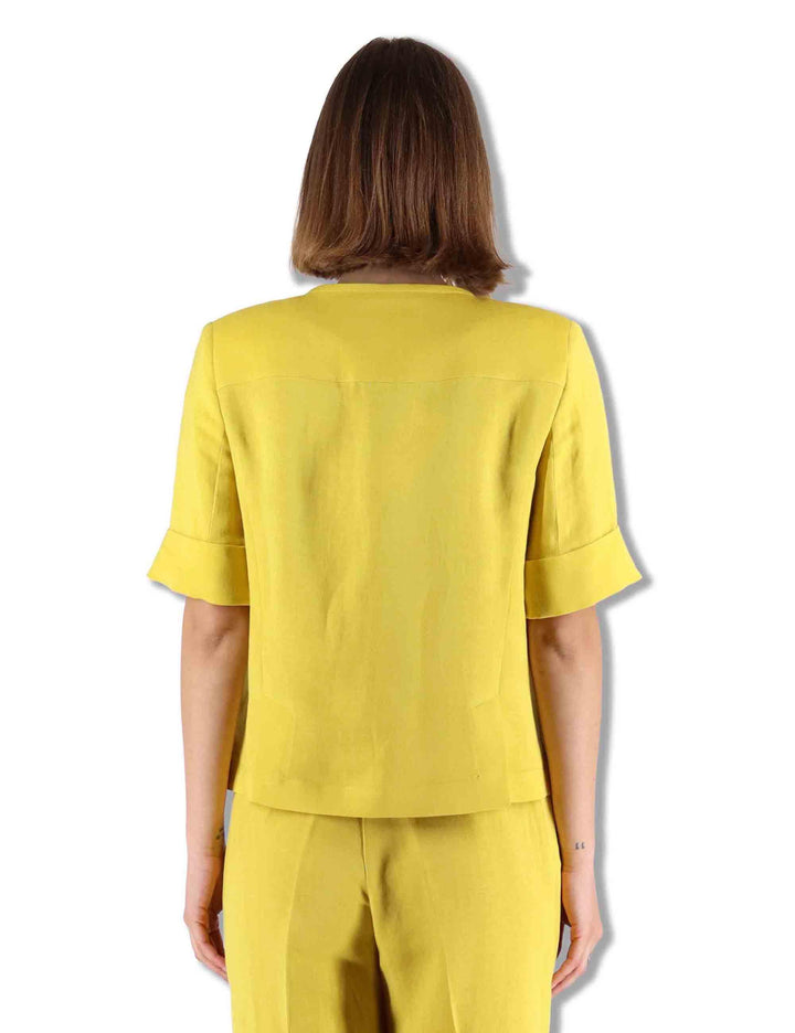 Giacche donna Timeless Linen in lino giallo con maniche 3/4 JD648140106 70008 Maliparmi 