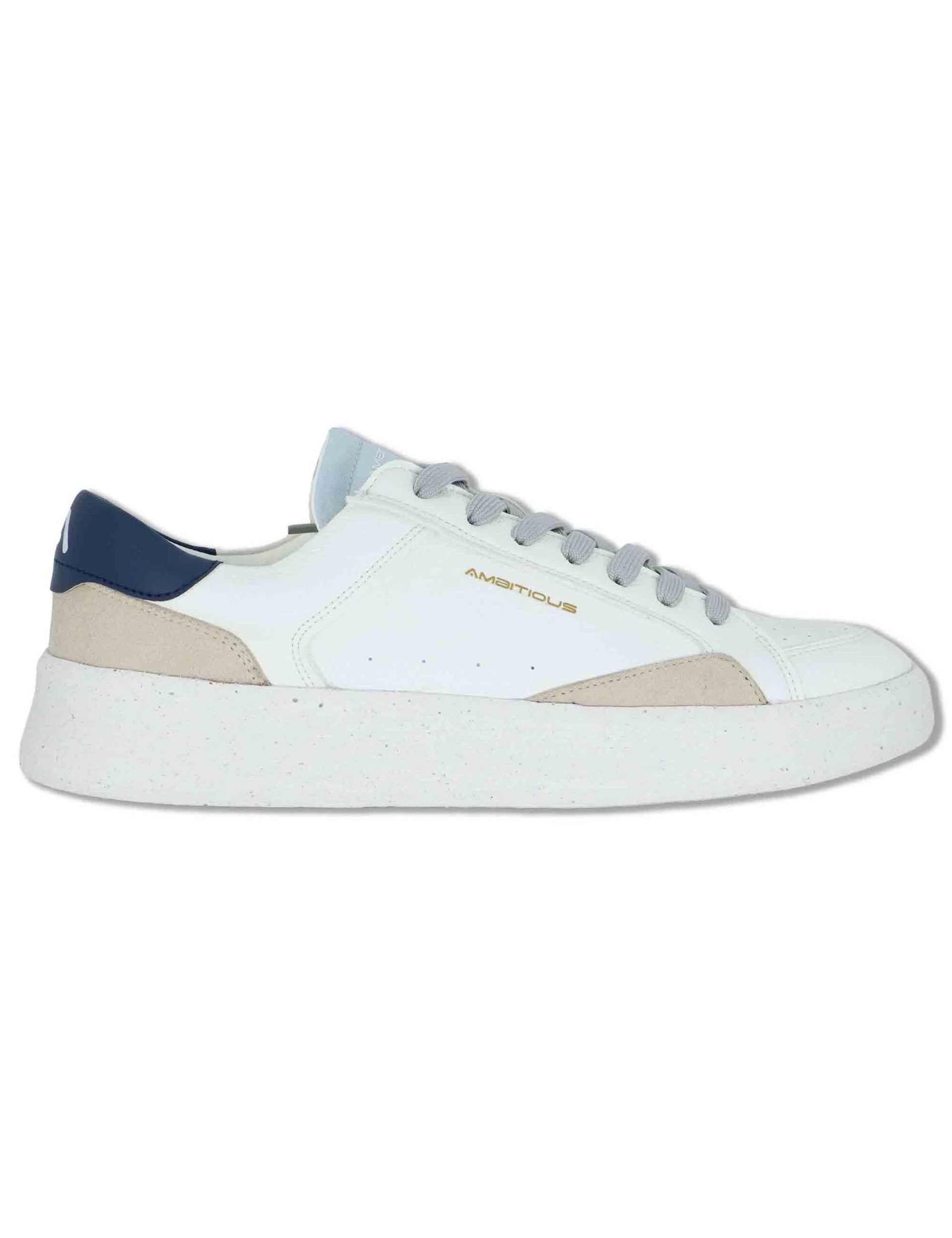 Sneakers uomo Brixton in pelle bianca con suola alta in gomma eco-light 14323 T4748AM Ambitious 