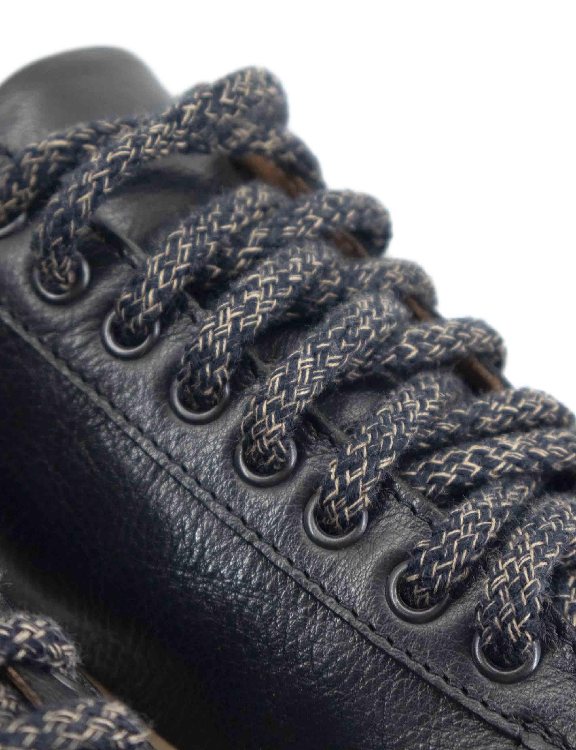 Sneakers uomo in pelle nera con suola in gomma cucita ambra SP0622 001 Spatarella 