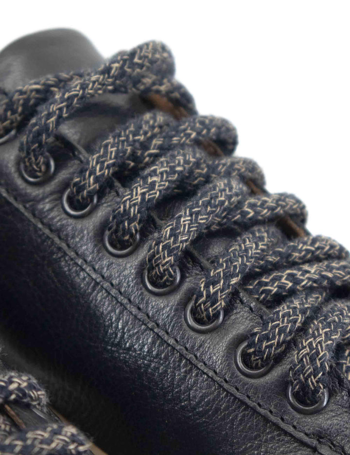 Sneakers uomo in pelle nera con suola in gomma cucita ambra SP0622 001 Spatarella 