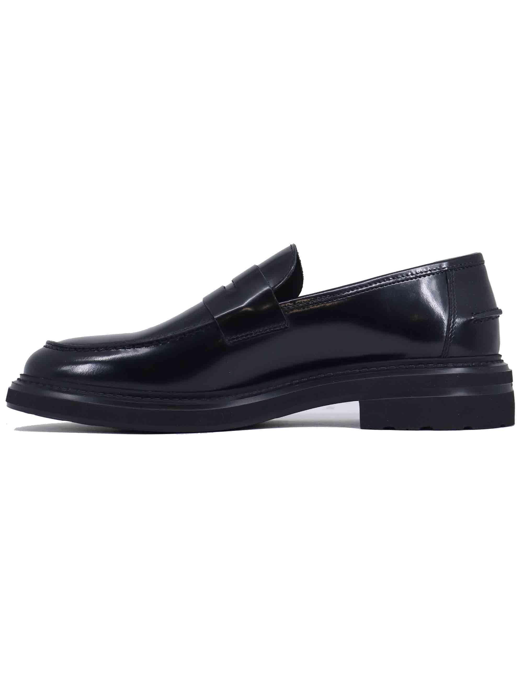 Mocassini uomo in pelle nera con suola in gomma CHIBA 1 001 Rogal's 