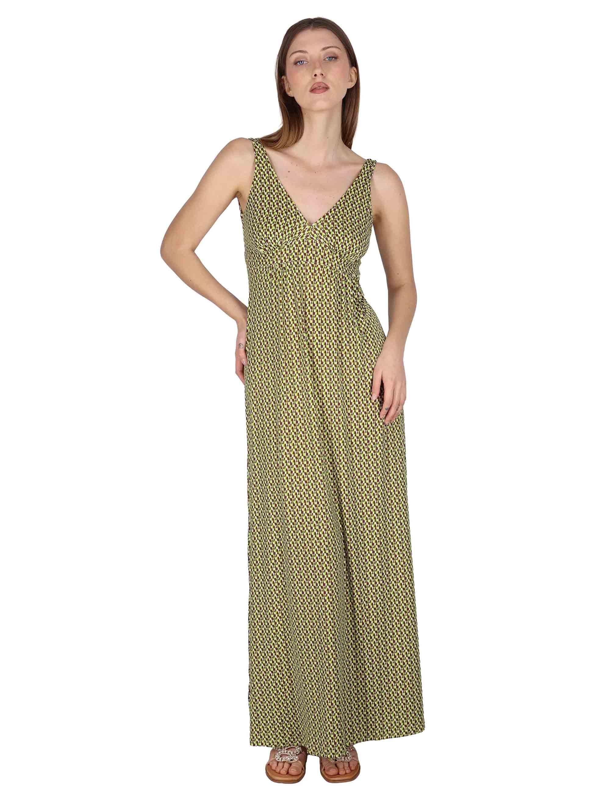 Abiti lunghi Empire donna in jersey verde con fantasia optical JFAAB0001-E2769-1245 7046 Justmine 