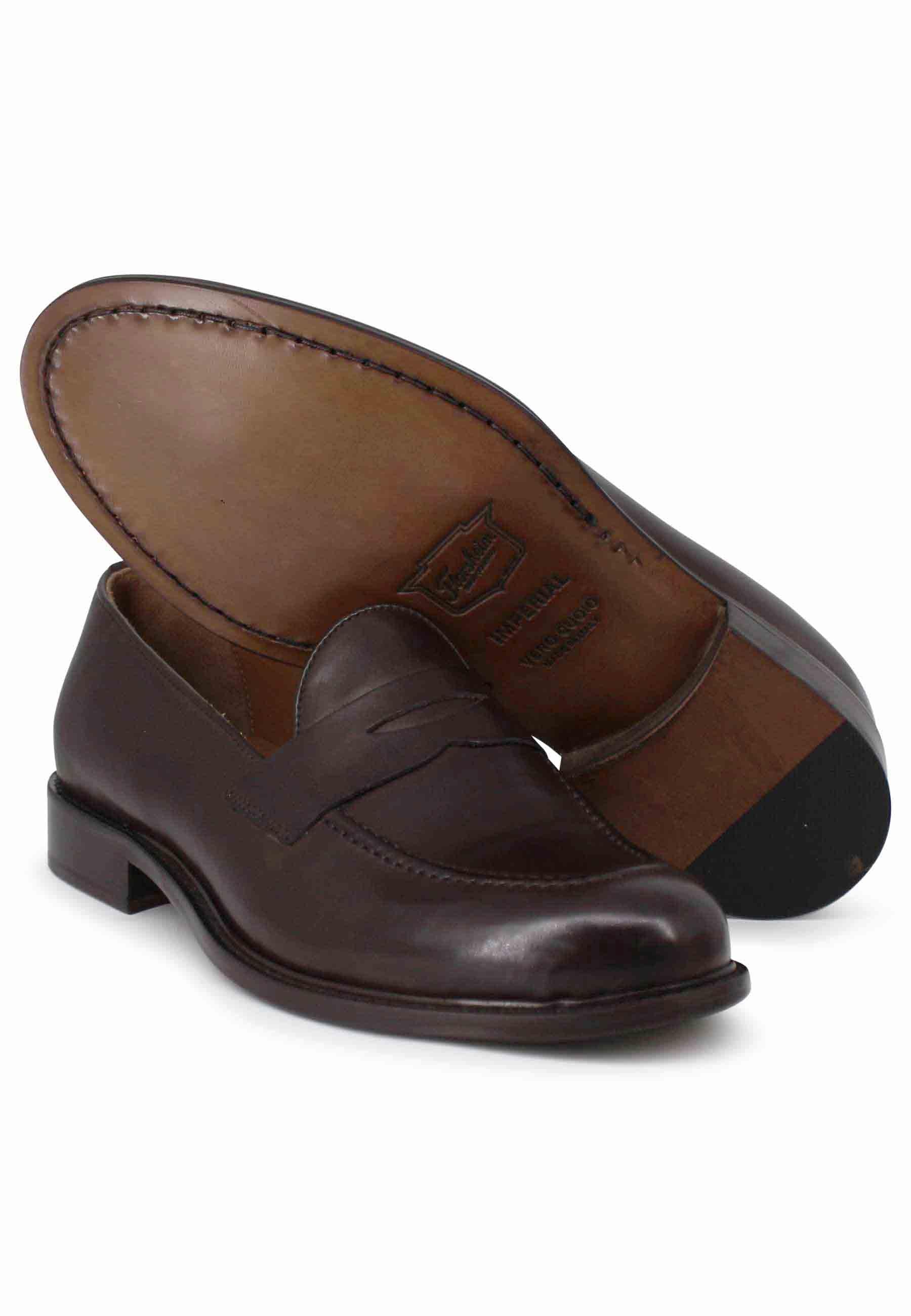 Mocassini uomo in pelle marrone con suola in cuoio 53000 04 Florsheim 