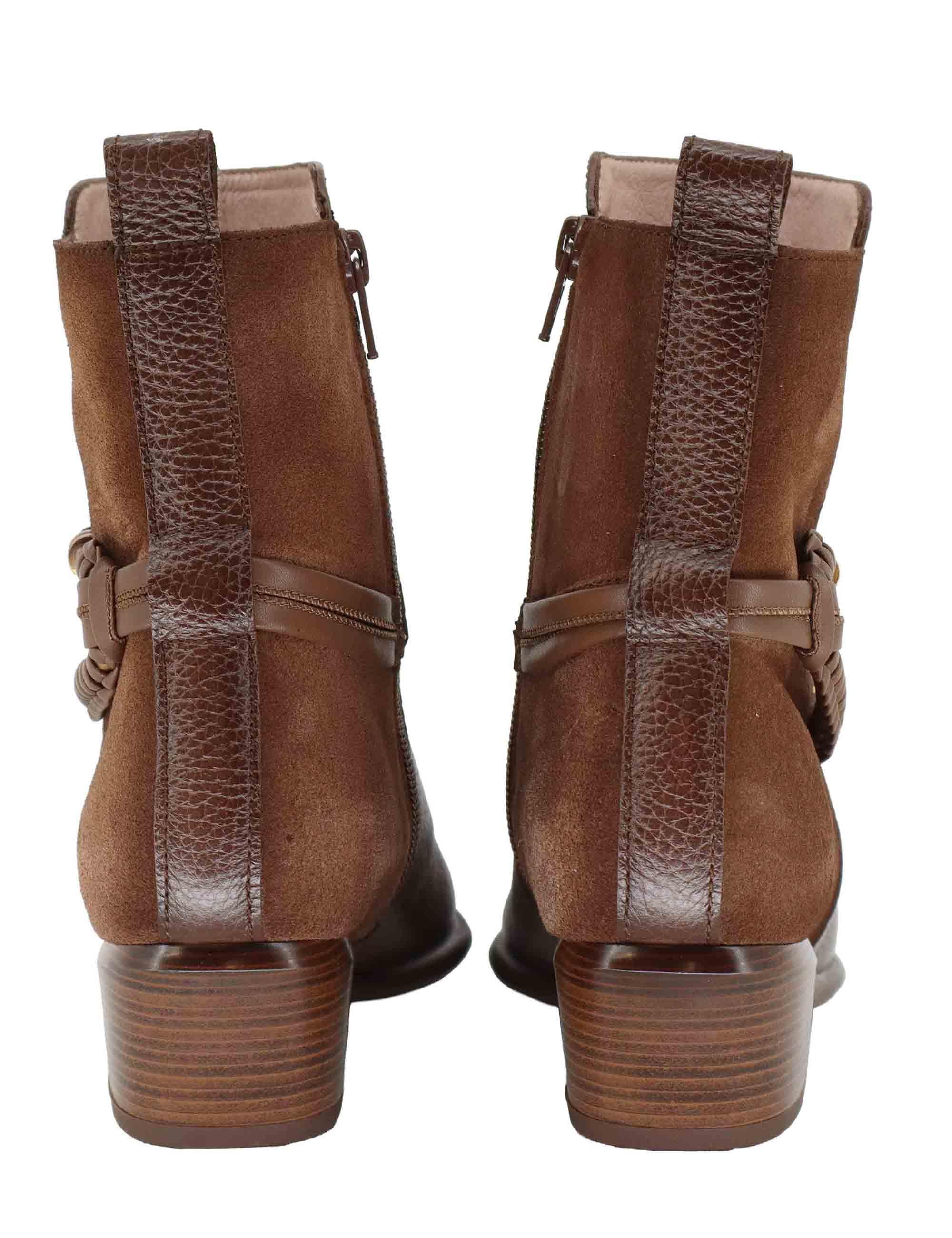 Stivaletti texani donna in pelle marrone con fibbia laterale PHI254297 C002 Hispanitas 