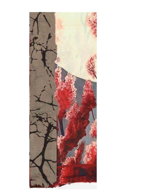 Sciarpe donna in misto seta rosso a fantasia 61260056 0030 Pyaar 