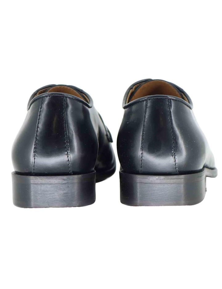 Stringate uomo in pelle nera con suola in cuoio e gomma cucita SPDU603 001 Spatarella 