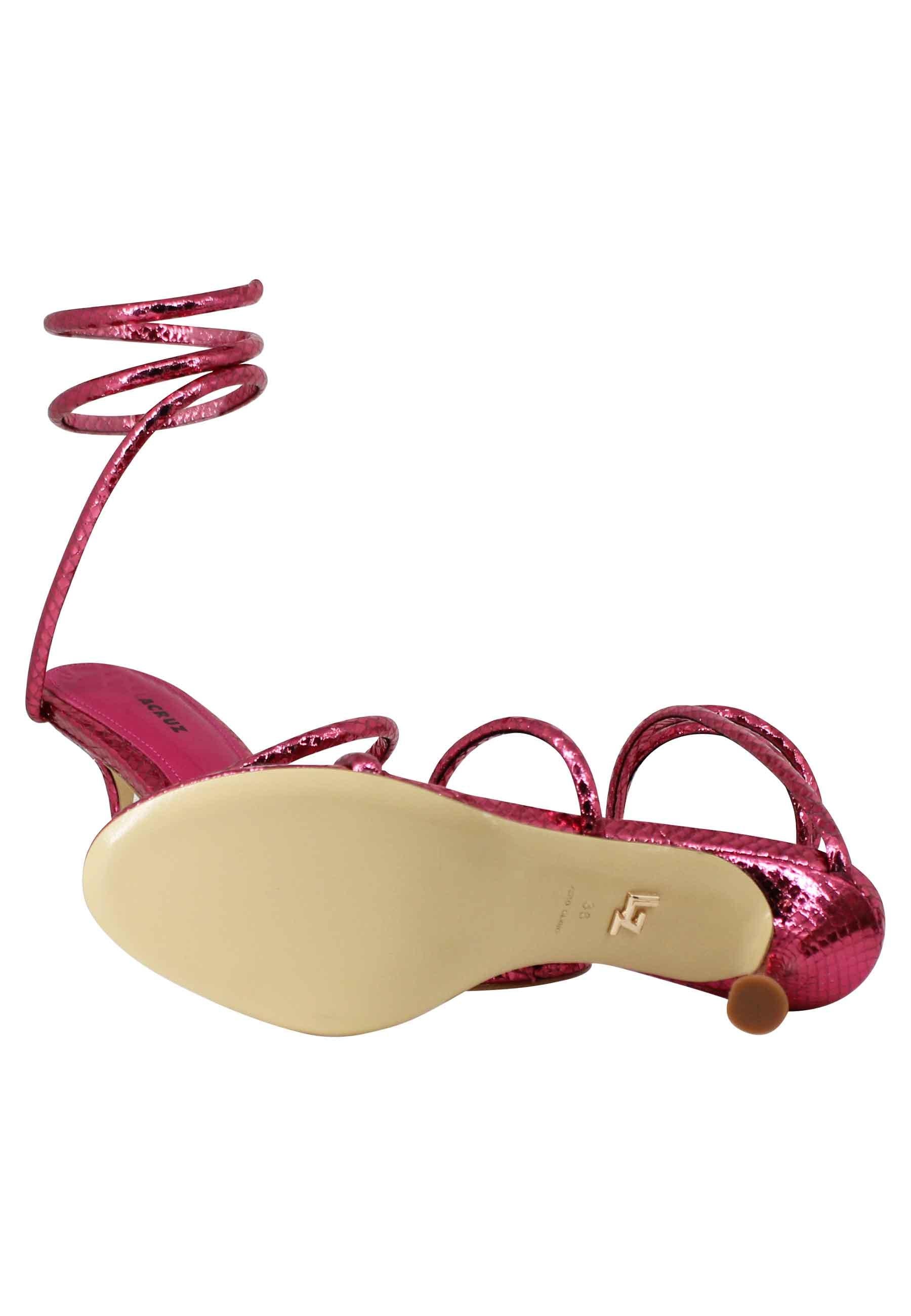 Sandali donna in pelle stampata fuxia con cavigliera a serpente 342Z51BK 053 Lola Cruz 