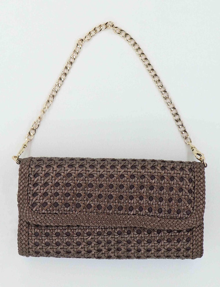 Borse donna in pelle marrone con catena oro V202.4B0 M97 Pons Quintana 