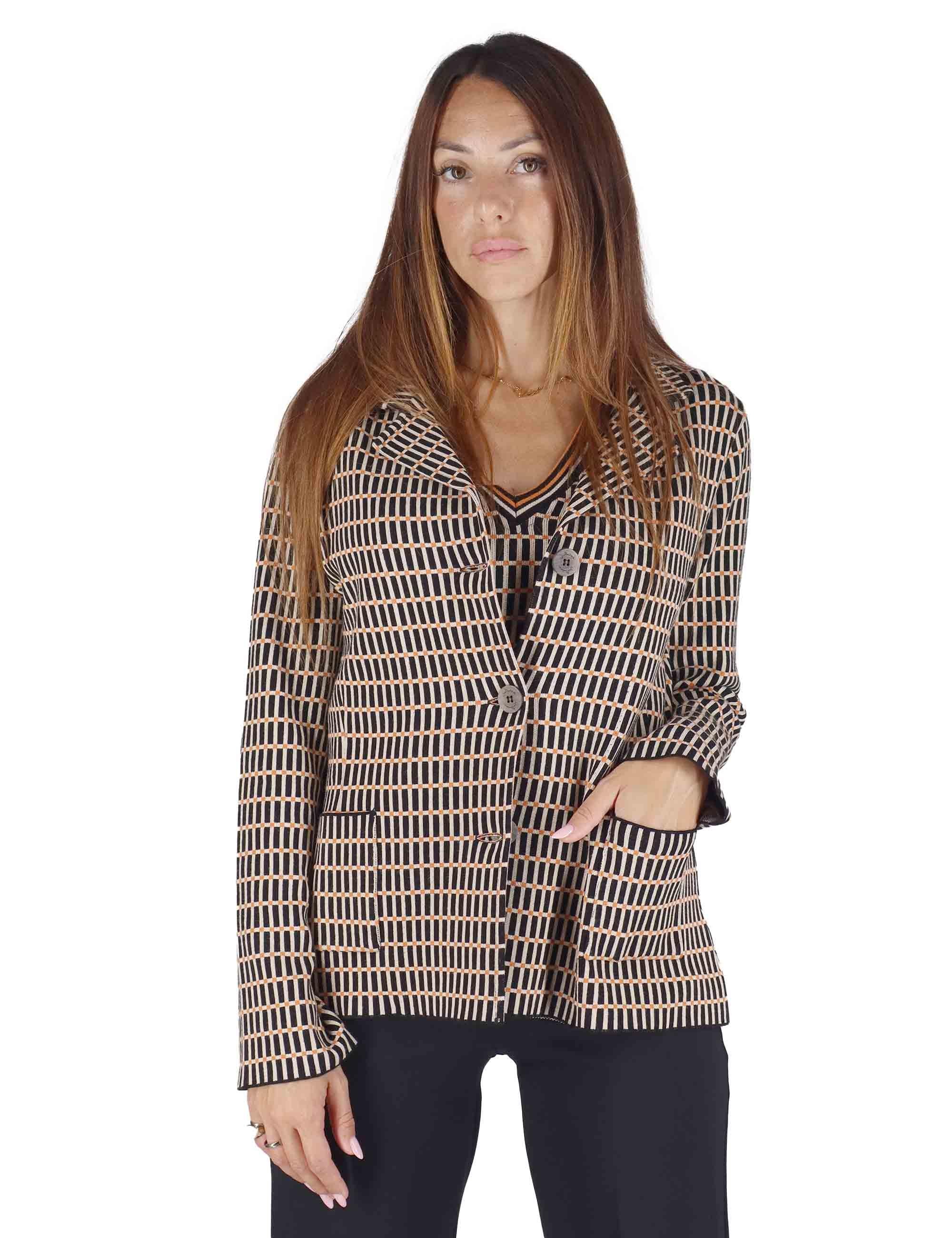 Giacche in Tessuto Naturale Nero a Fantasia Donna JABCR0025-G079 9999