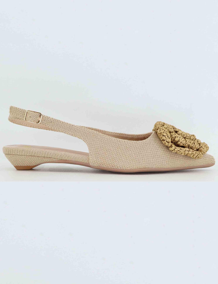 Slingback donna in tessuto beige con fiore U47000132700 TL20-13 Exe 