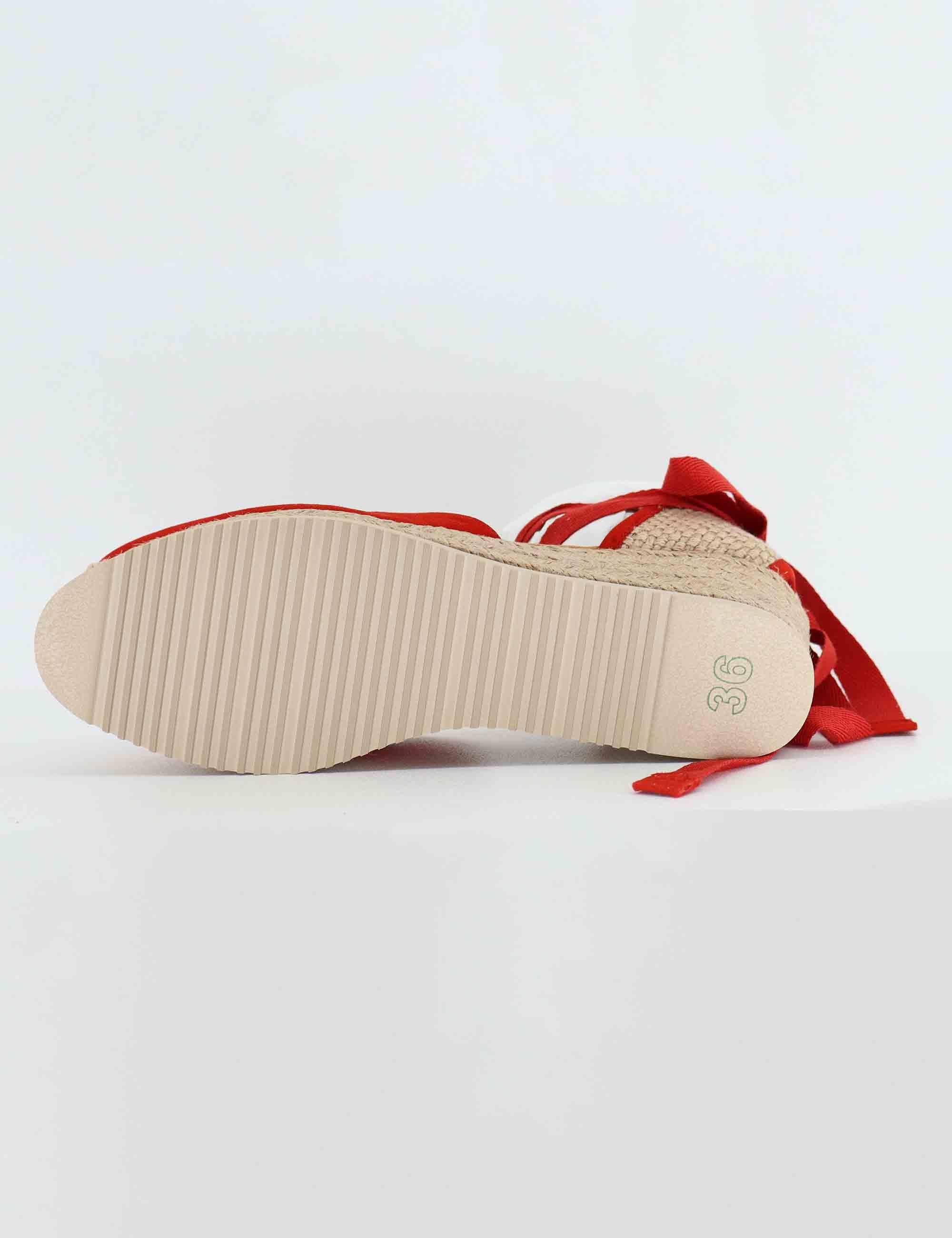Sandali espadrillas donna in camoscio rosso con zeppa bassa CARLYS KS_CLAVEL Unisa 