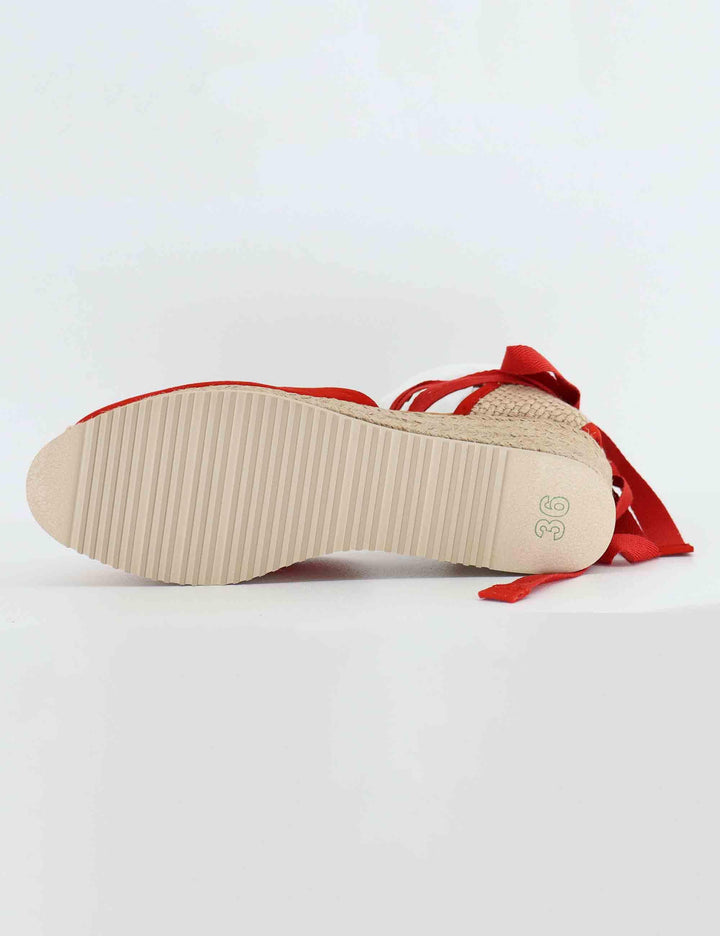 Sandali espadrillas donna in camoscio rosso con zeppa bassa CARLYS KS_CLAVEL Unisa 