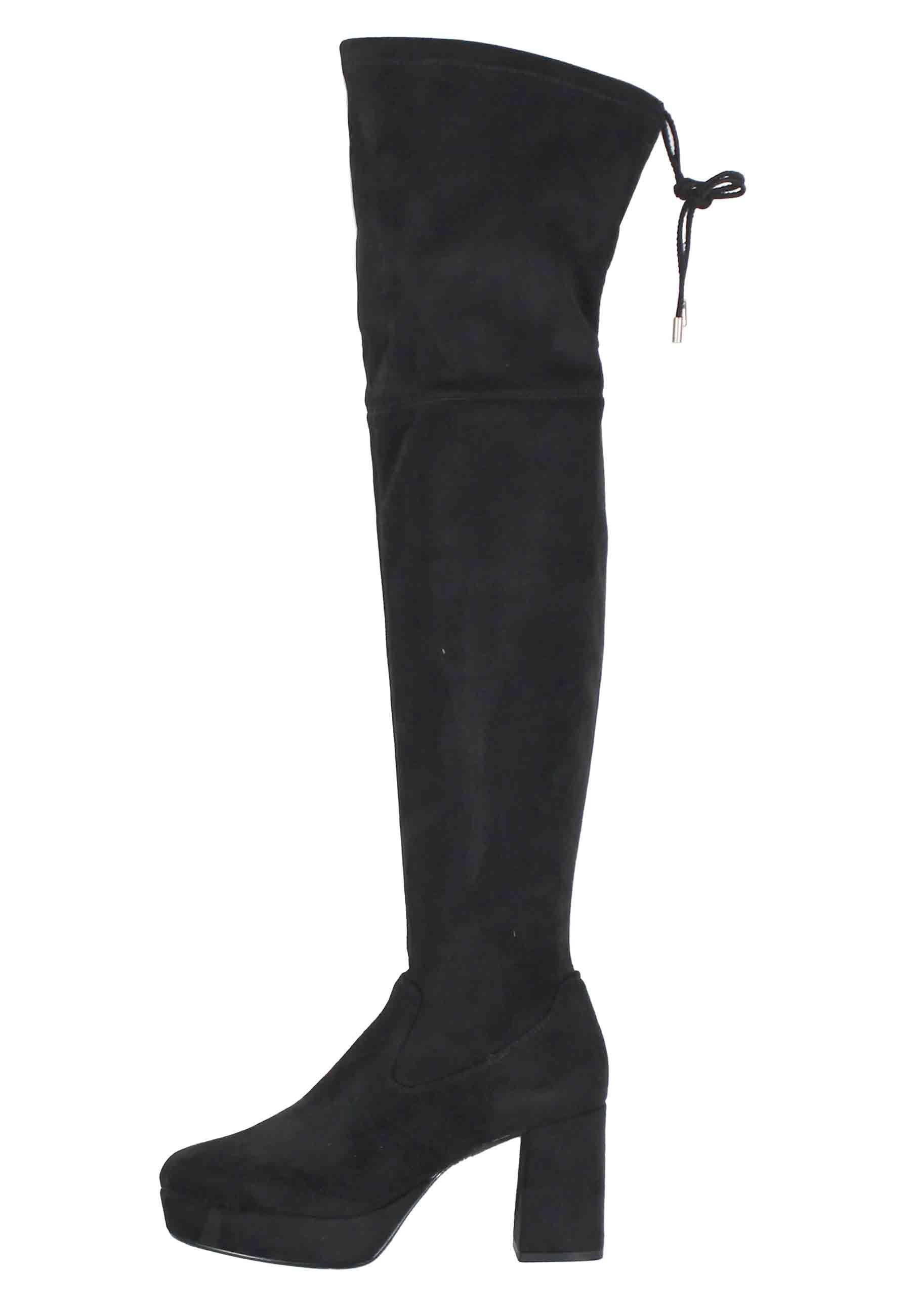 Stivali donna in camoscio nero con gambale alto MERKEL ST BLACK Unisa 