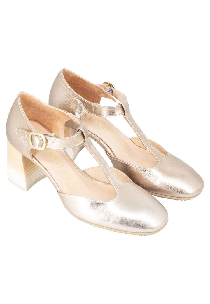 Decollete Australia donna in pelle laminata platino con tallone chiuso e cinturino HV232669 C008 Hispanitas 