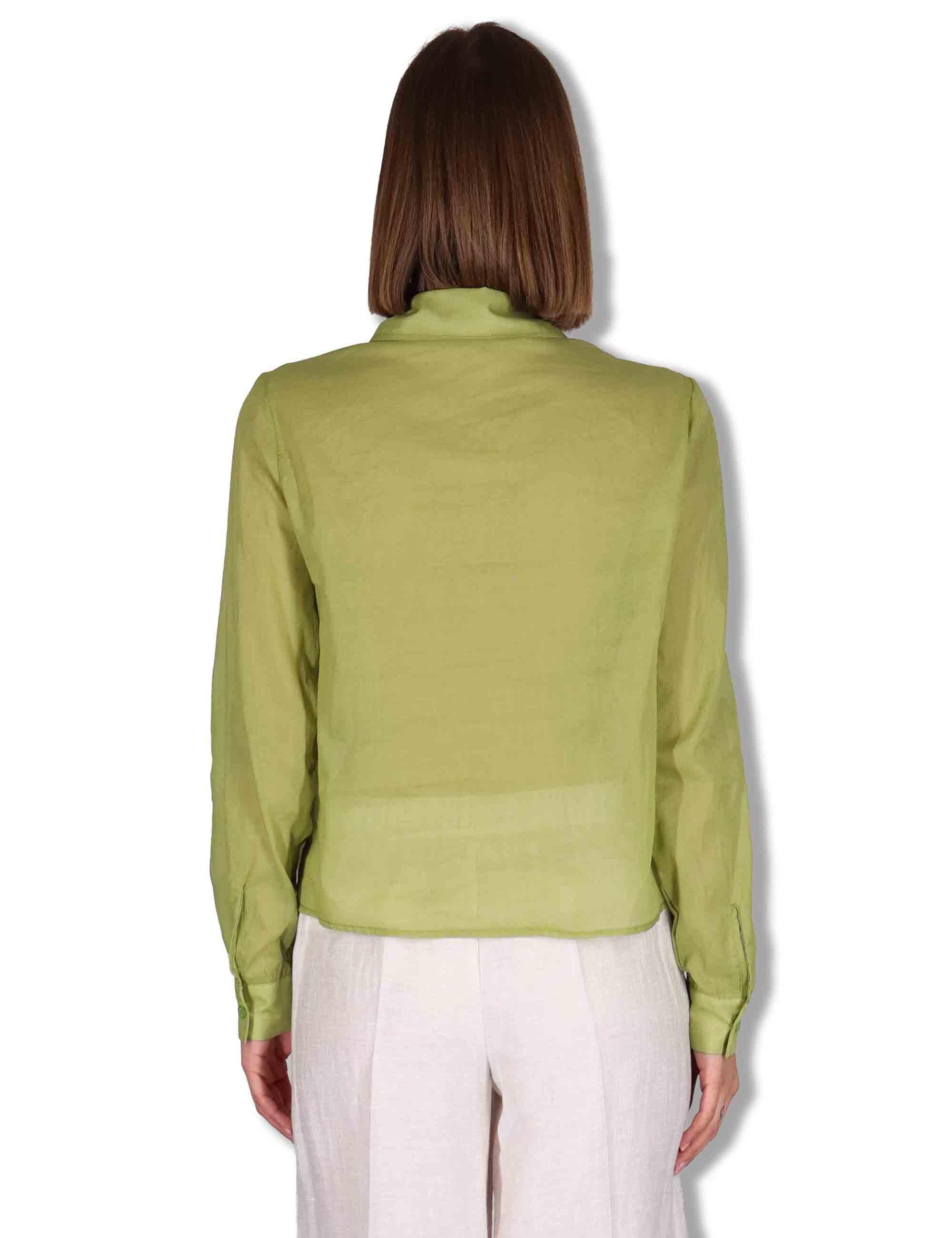 Camicie donna in puro cotone verde con tasconi e maniche lunghe JABCM0001-F1493-1230 7046 Justmine 