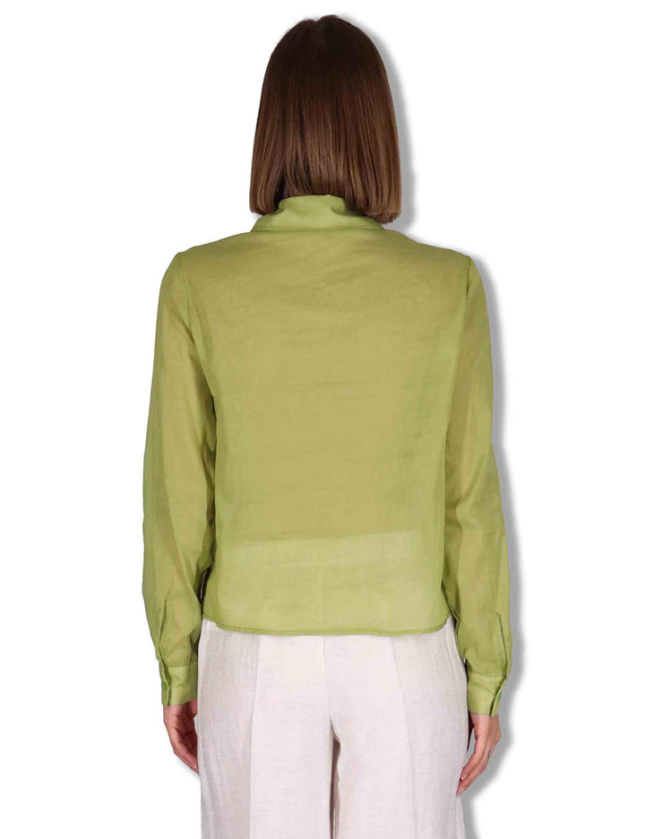 Camicie donna in puro cotone verde con tasconi e maniche lunghe JABCM0001-F1493-1230 7046 Justmine 
