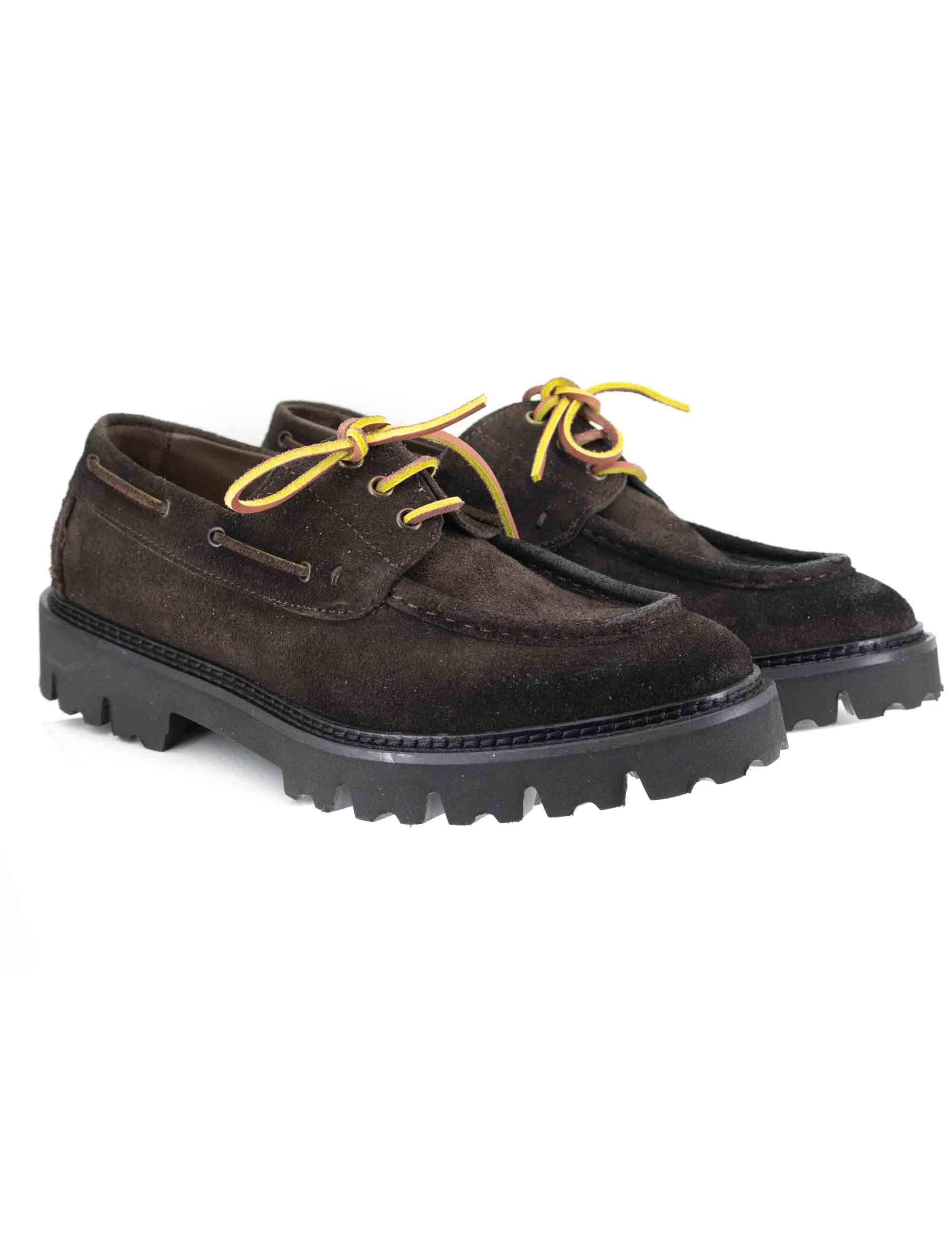 Stringate uomo in camoscio ingrassato marrone con suola carrarmato SP1982 014 Spatarella 