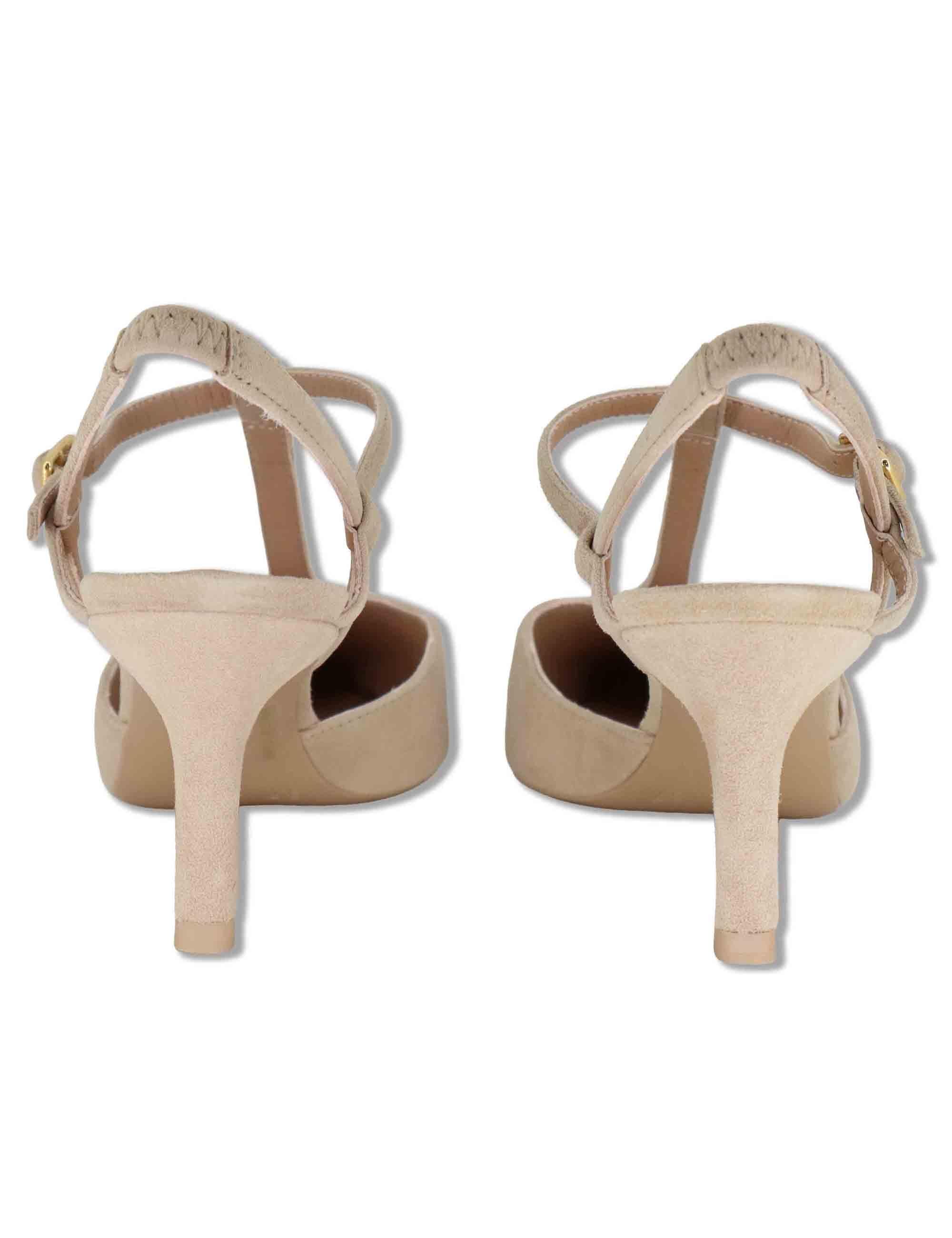 Decollete slingback donna in camoscio nude con tacco alto e cinturini regolabili LETON KS SKIN Unisa 