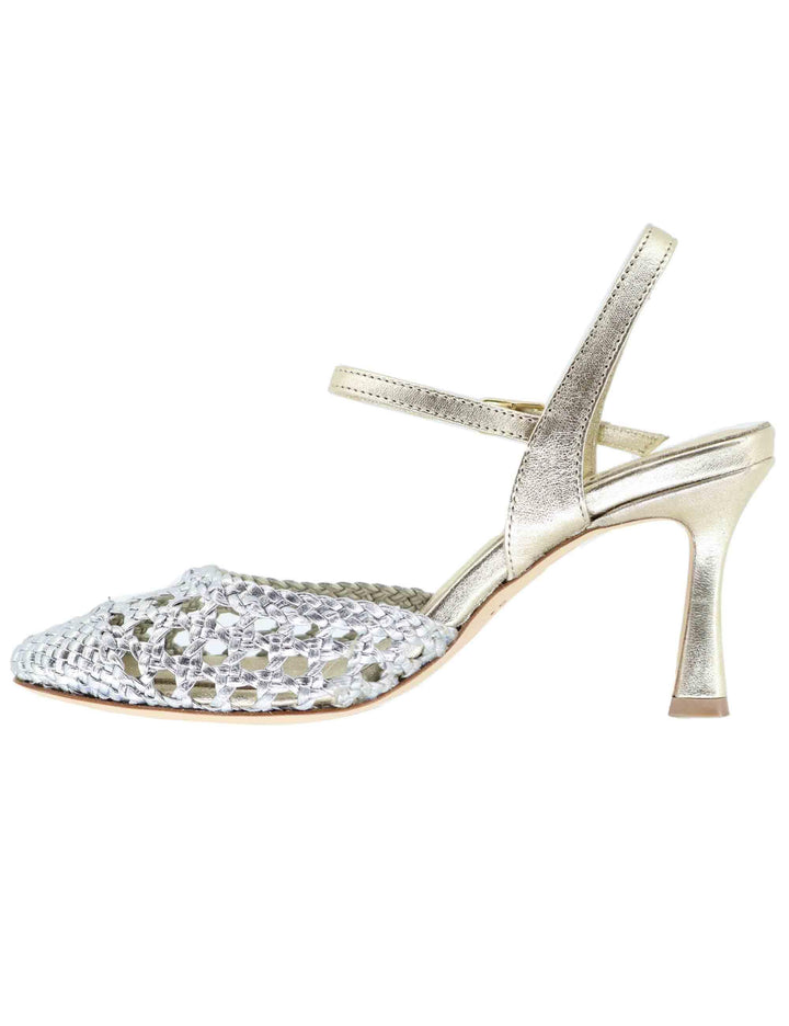 Sandali donna in pelle oro e argento con tacco alto CH2504/RT 006 L'Arianna 