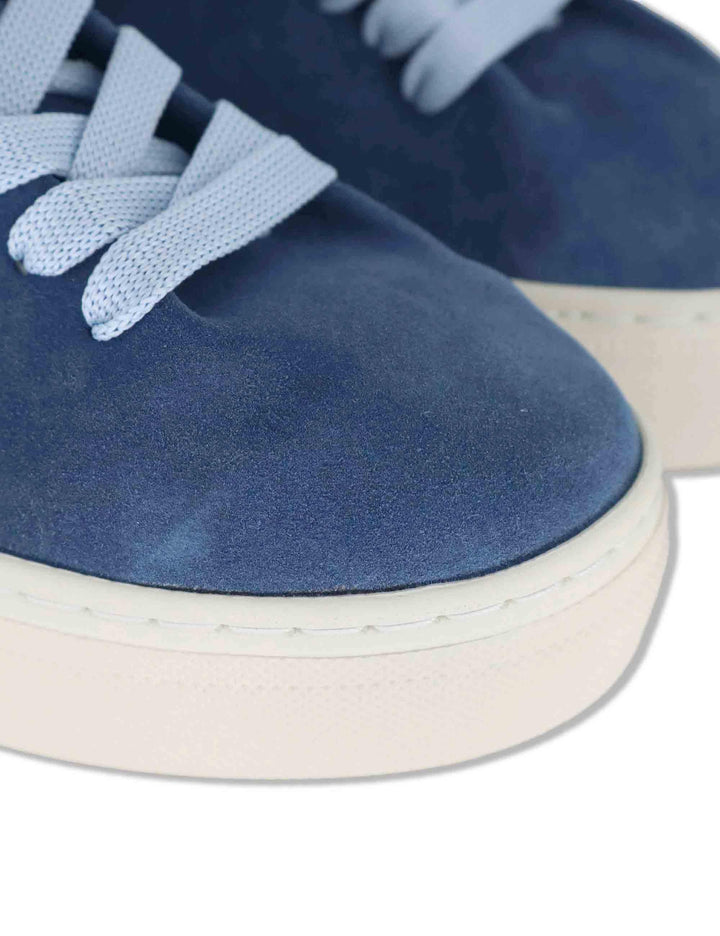 Sneakers donna in camoscio blu con linguetta arricciata e laccio in tulle SP60030 009 Spatarella 