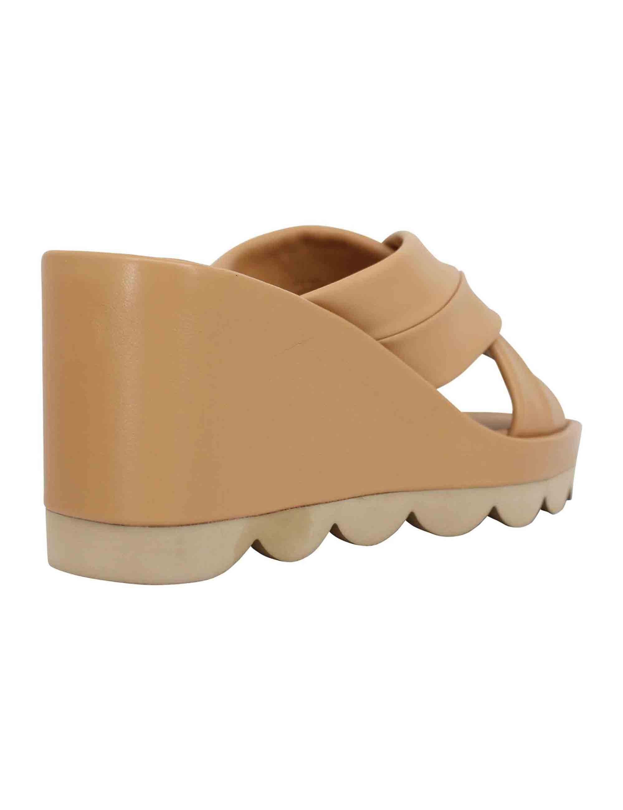 Sandali donna in pelle cuoio con zeppa alta e suola in gomma BH3408X 014 Bruno Premi 