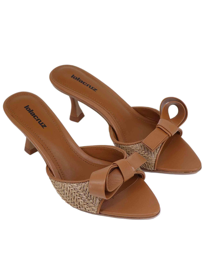 Sandali donna Linda in pelle cuoio e rafia naturale 196Z68BK 014 Lola Cruz 