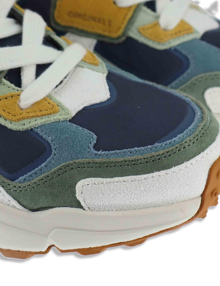 Sneakers uomo in pelle e tessuto blu con suola alta GARNER 023 Colmar 