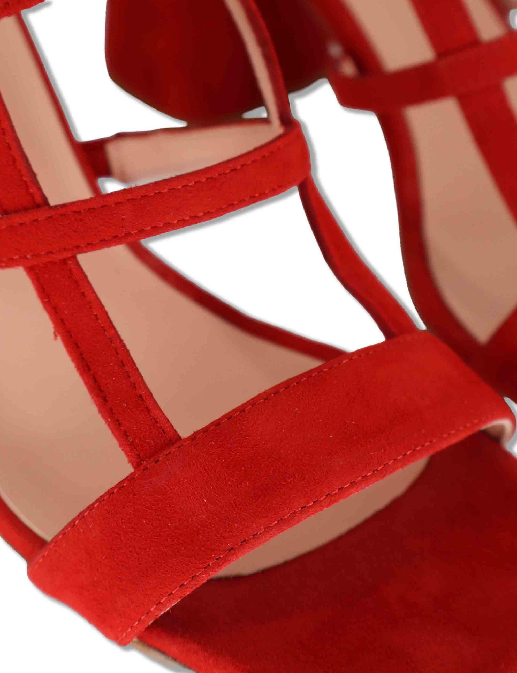 Sandali donna in camoscio rosso con tacco alto e cinturino alla caviglia SP2523 088 Spatarella 