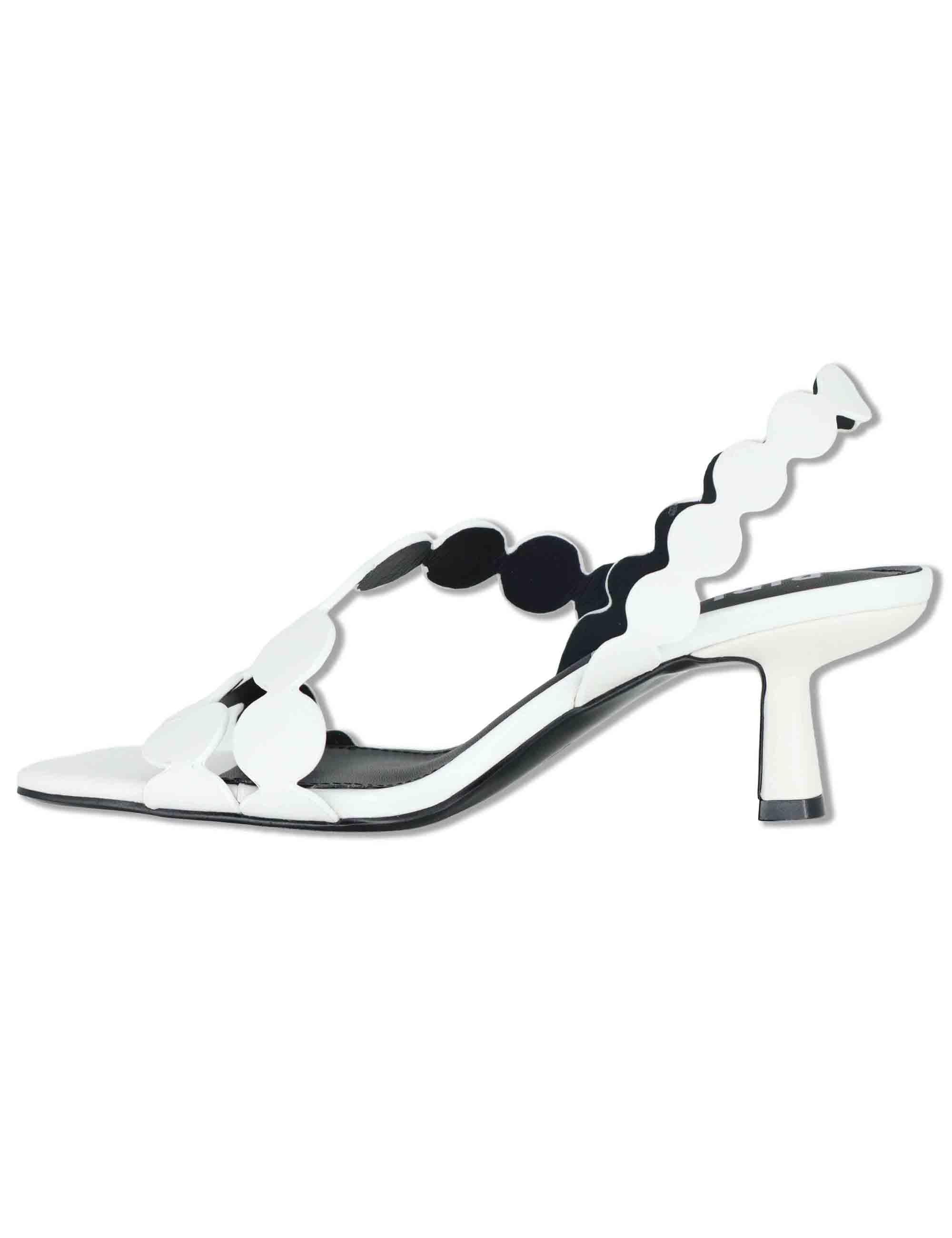 Sandali donna slingback in pelle bianco con tacco alto Onami 625Z10VK 02-BLANCO Bibi Lou 