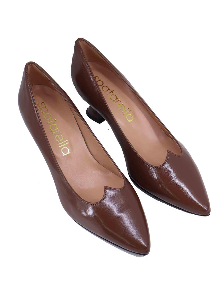 Decollete donna in pelle taupe con scollo a pizzo SPK2103-M 019 Spatarella 